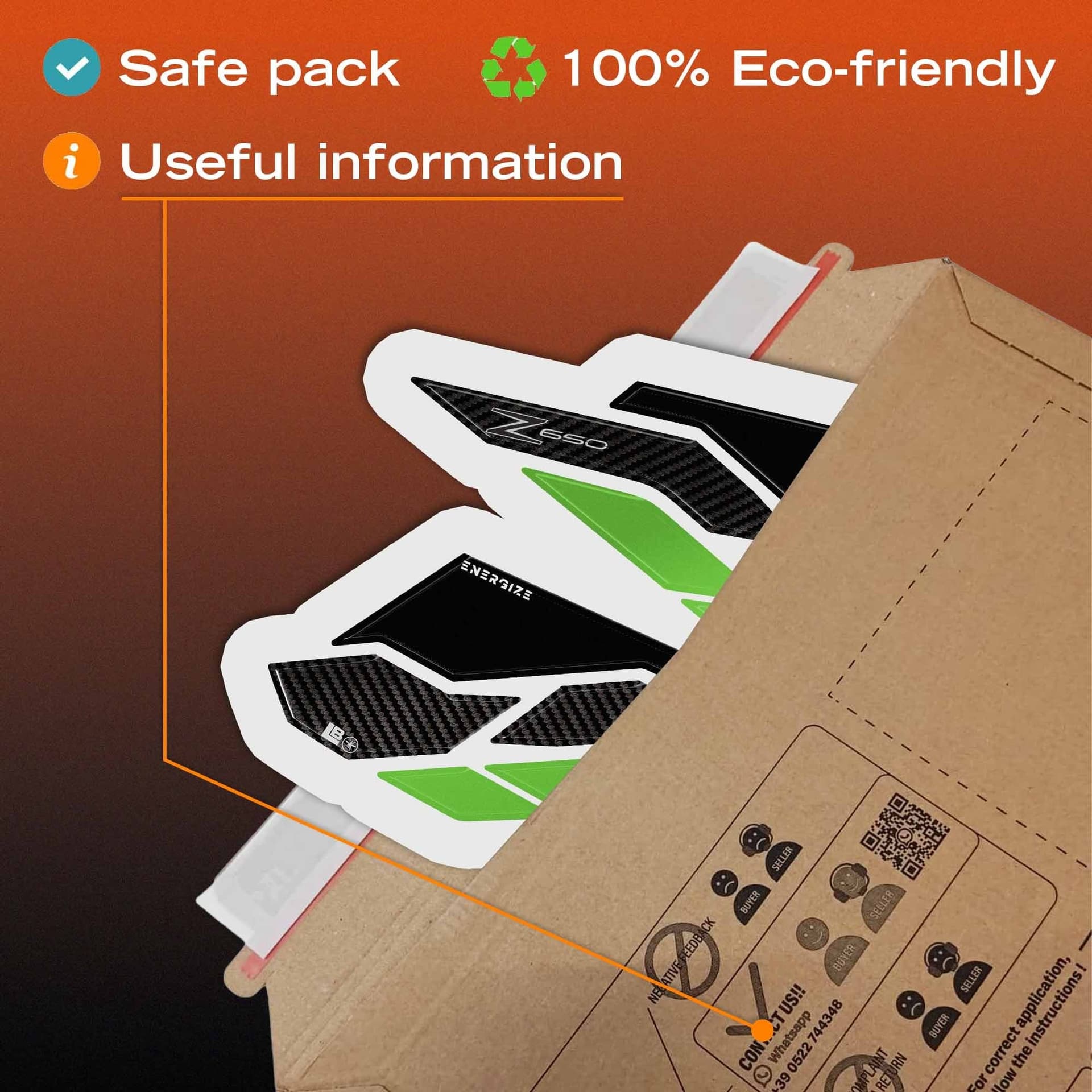 Protezioni 3D Laterali Serbatoio moto compatibili con Kawasaki Z650 2024-2026 - 12