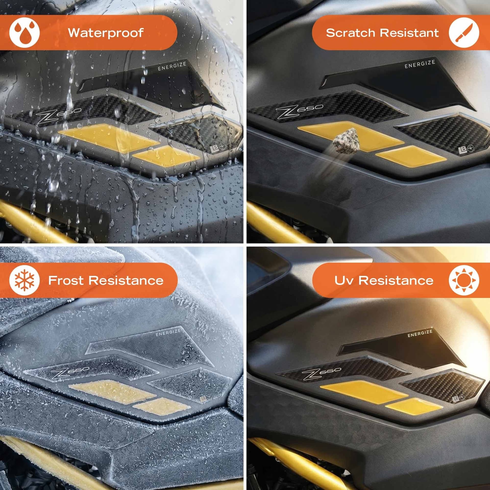 Protezioni 3D Laterali Serbatoio moto compatibili con Kawasaki Z650 2024-2026 - 4