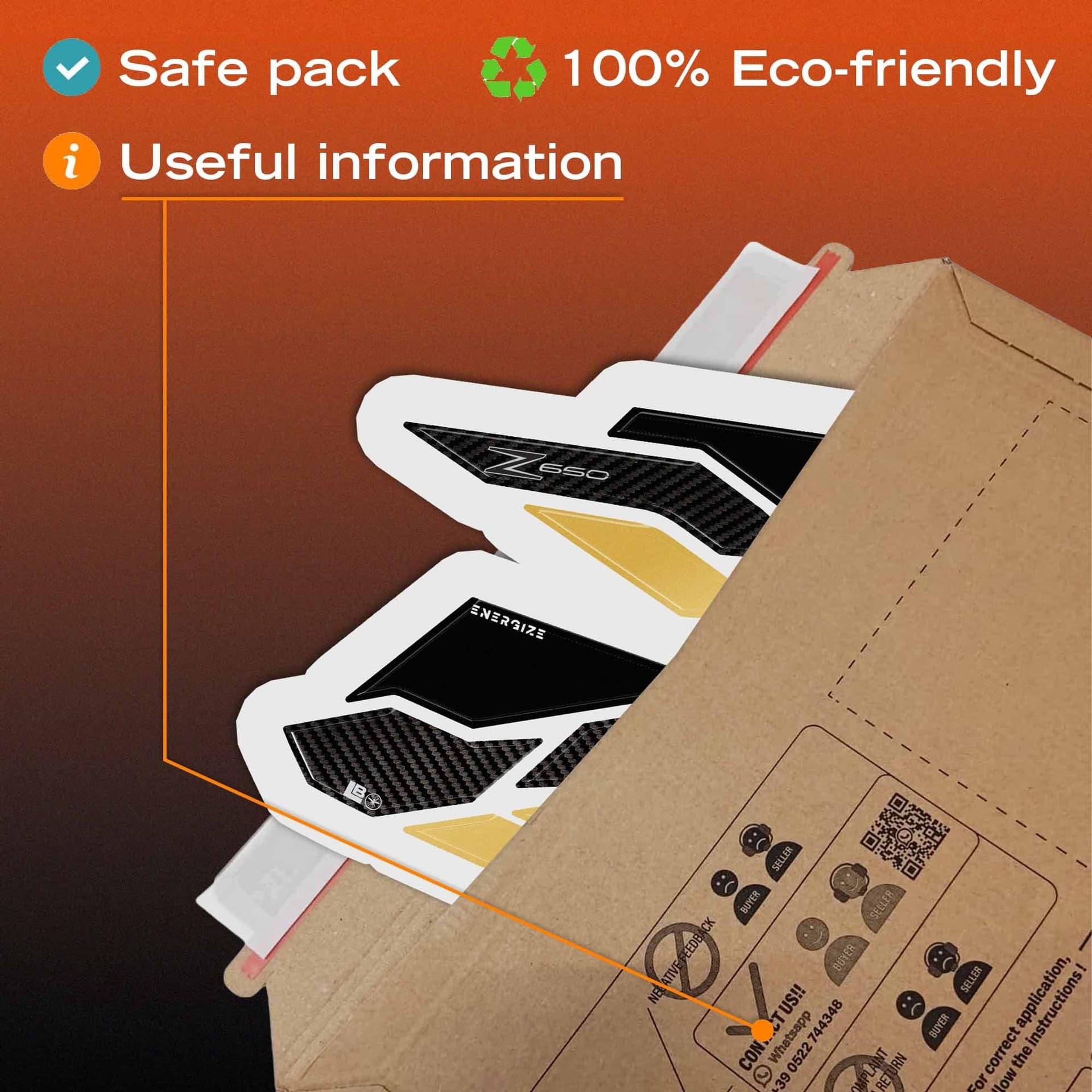 Protezioni 3D Laterali Serbatoio moto compatibili con Kawasaki Z650 2024-2026 - 6