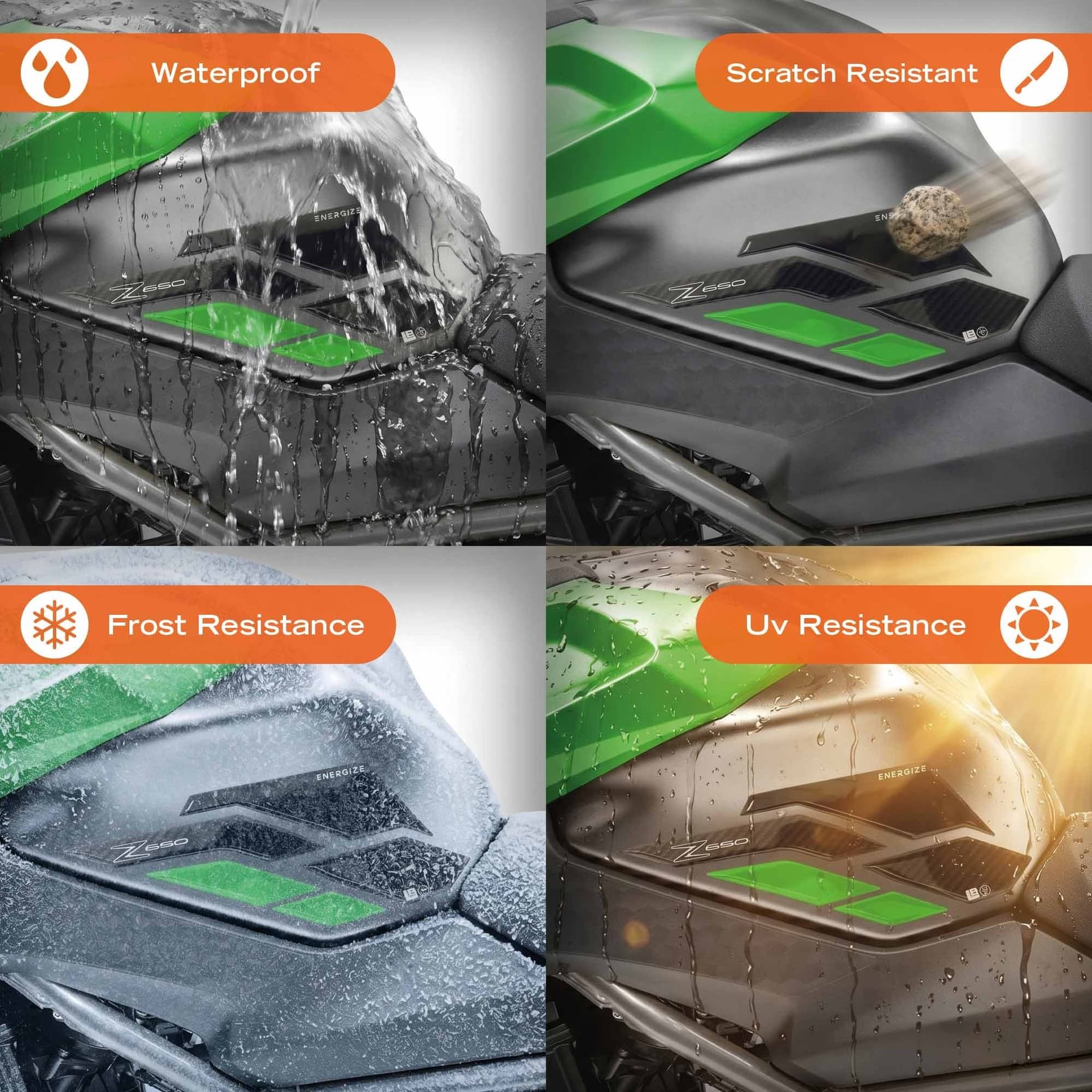Protezioni 3D Laterali Serbatoio moto compatibili con Kawasaki Z650 2024-2026 - 10