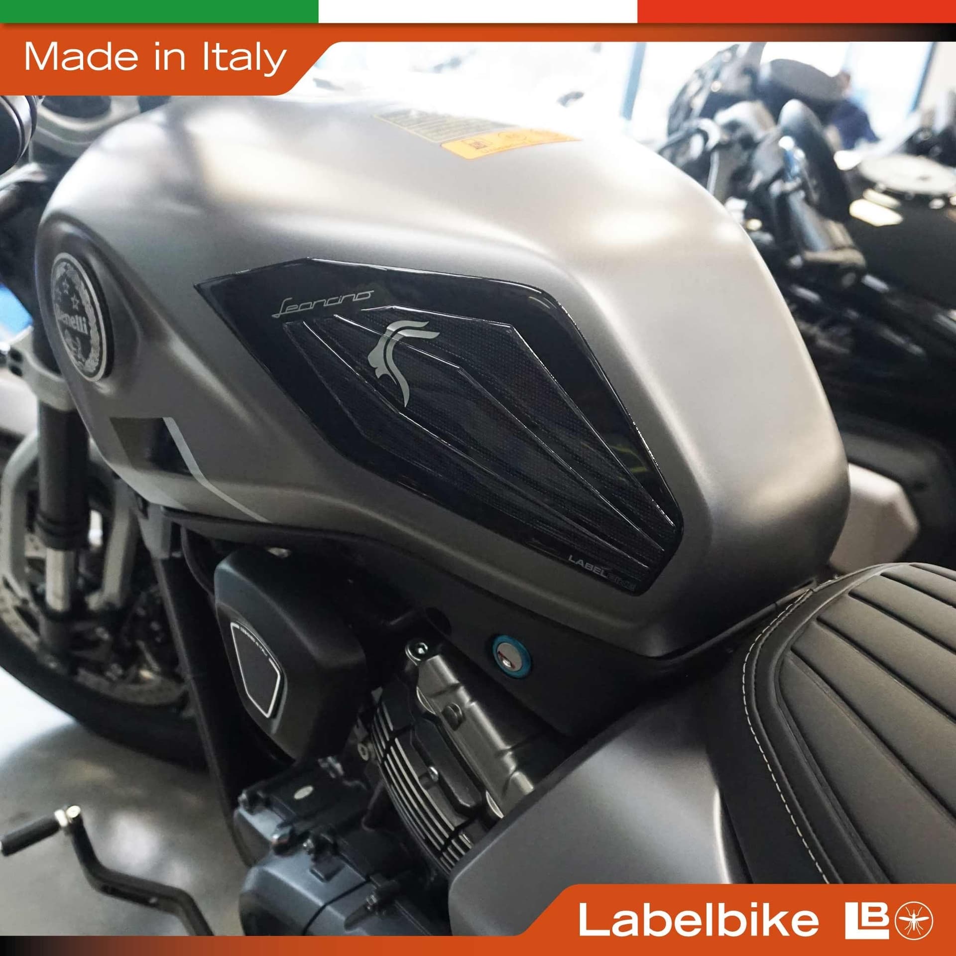 Adesivi 3D Laterali Serbatoio compatibili con Benelli Leoncino Bobber 400 - 4