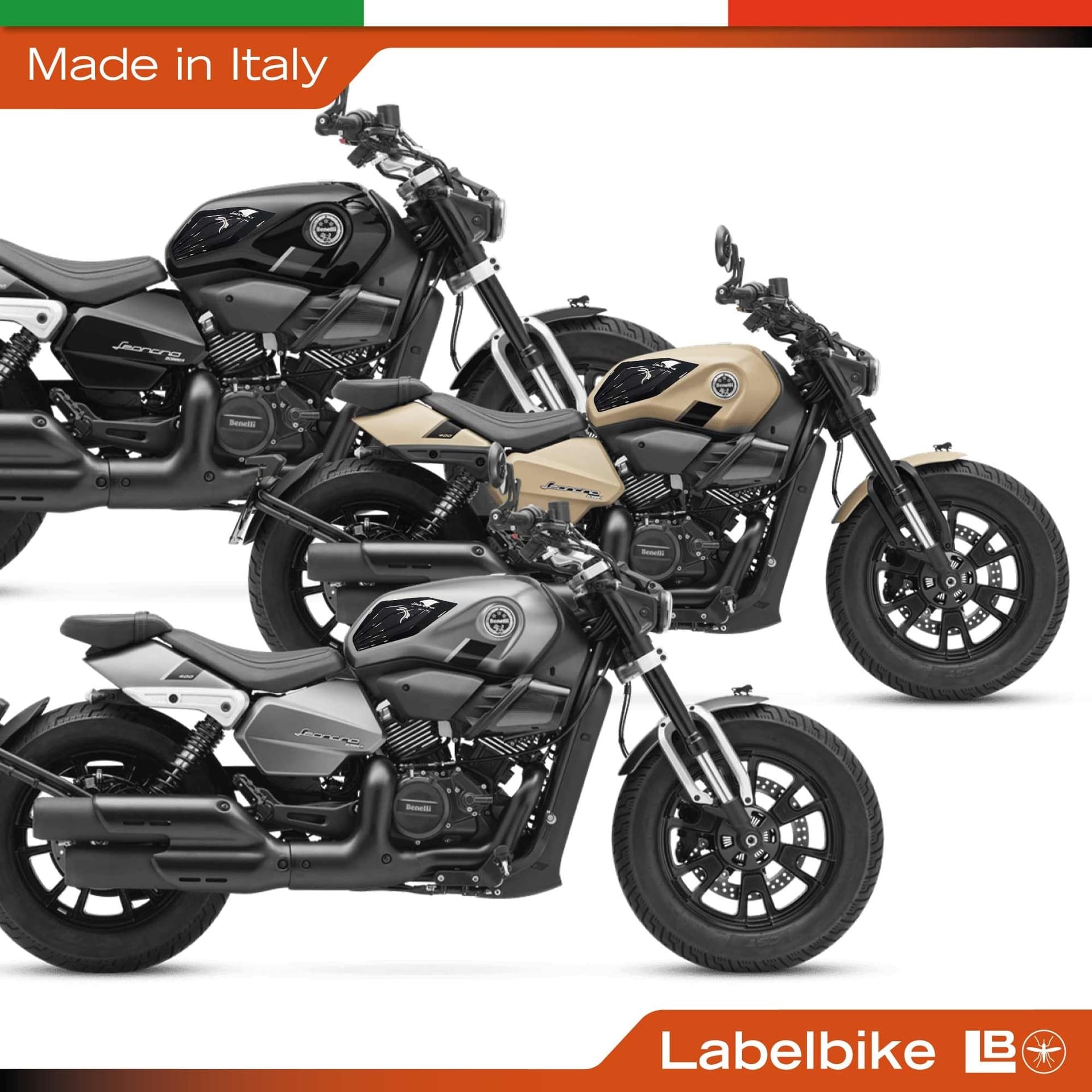 Adesivi 3D Laterali Serbatoio compatibili con Benelli Leoncino Bobber 400 - 5