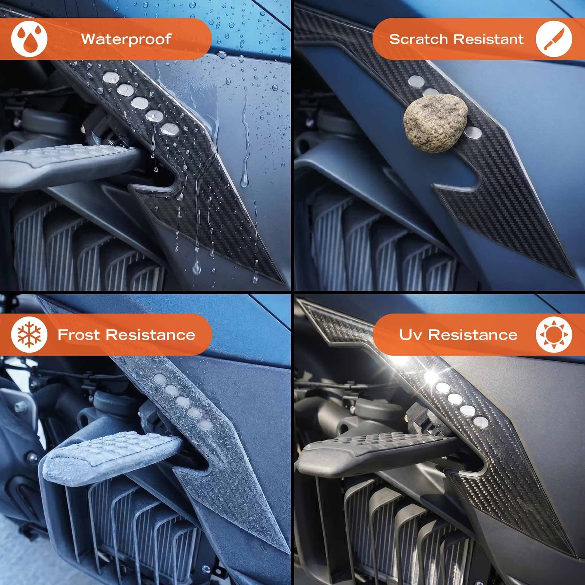 Adesivi 3D Protezioni Poggiapiedi Scooter compatibili con Zontes 125D 2023-2026 - 5