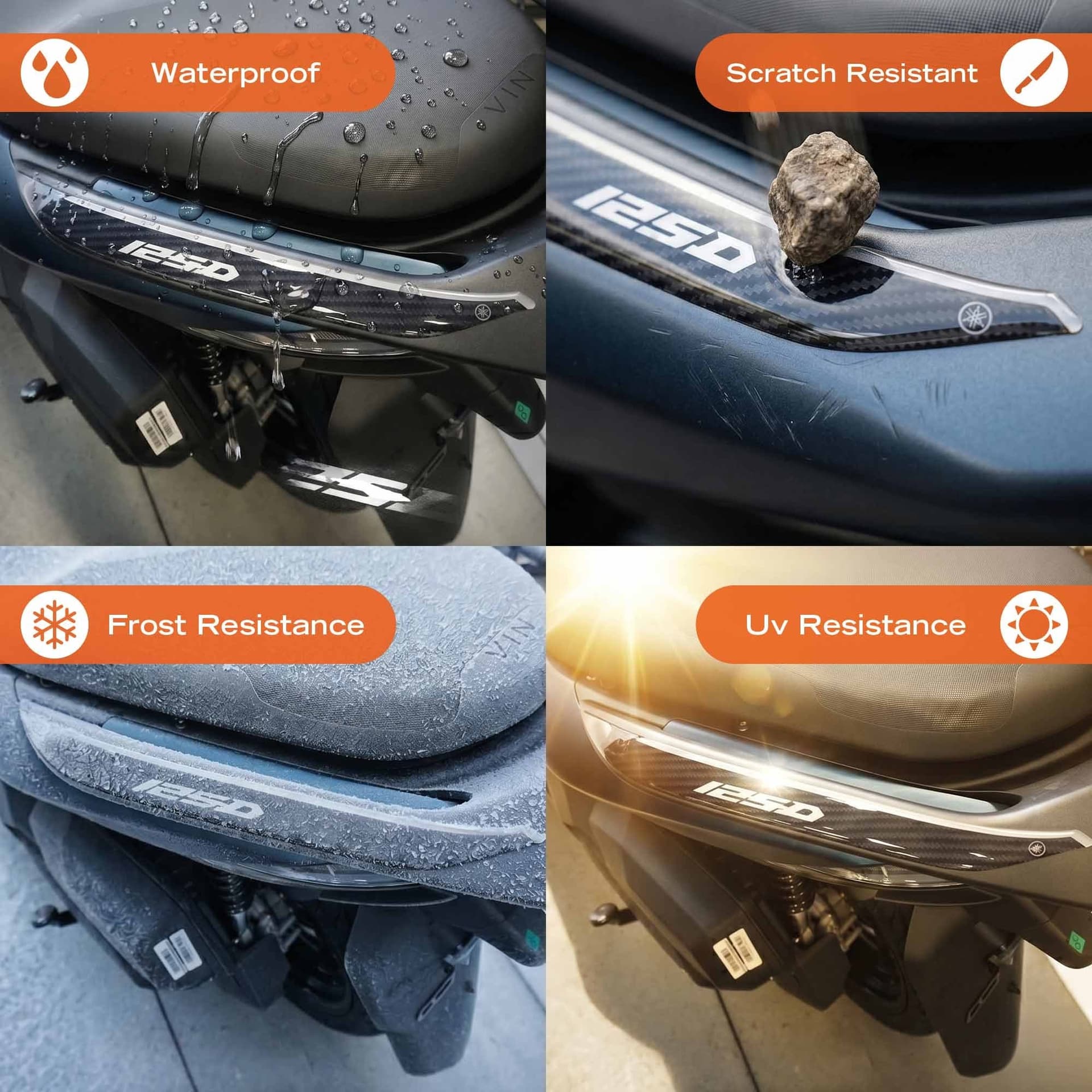 Adesivi 3D Protezioni Maniglie Scooter compatibili con Zontes 125D 2023-2026 - 4