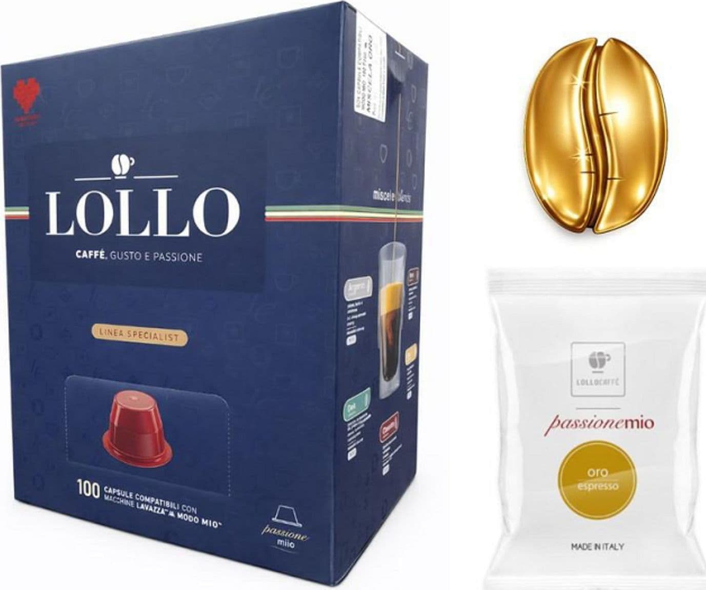 Lollo Caffe Capsule A Modo Mio Oro 100pz