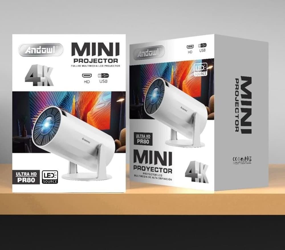 MINI PROIETTORE MULTIMEDIALE A LED ULTRA HD 4K USB PORTATILE SUPPORTO GIREVOLE 180° PR80 - 2