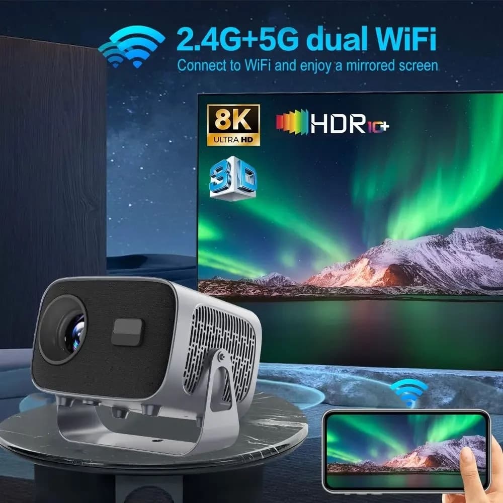 MINI PROIETTORE LED INTELLIGENTE 4K ULTRA HD WIFI 2.4G+5G PROFESSIONALE PORTATILE YG500 - 2