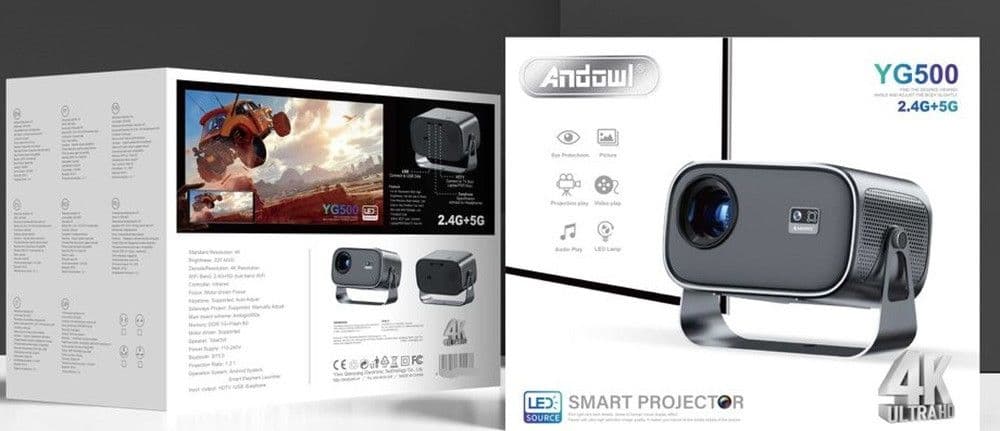 MINI PROIETTORE LED INTELLIGENTE 4K ULTRA HD WIFI 2.4G+5G PROFESSIONALE PORTATILE YG500 - 13