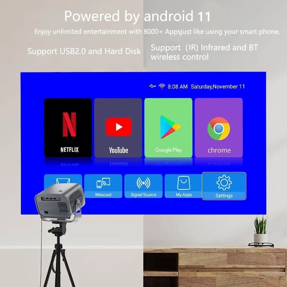 MINI PROIETTORE LED INTELLIGENTE 4K ULTRA HD WIFI 2.4G+5G PROFESSIONALE PORTATILE YG500 - 4