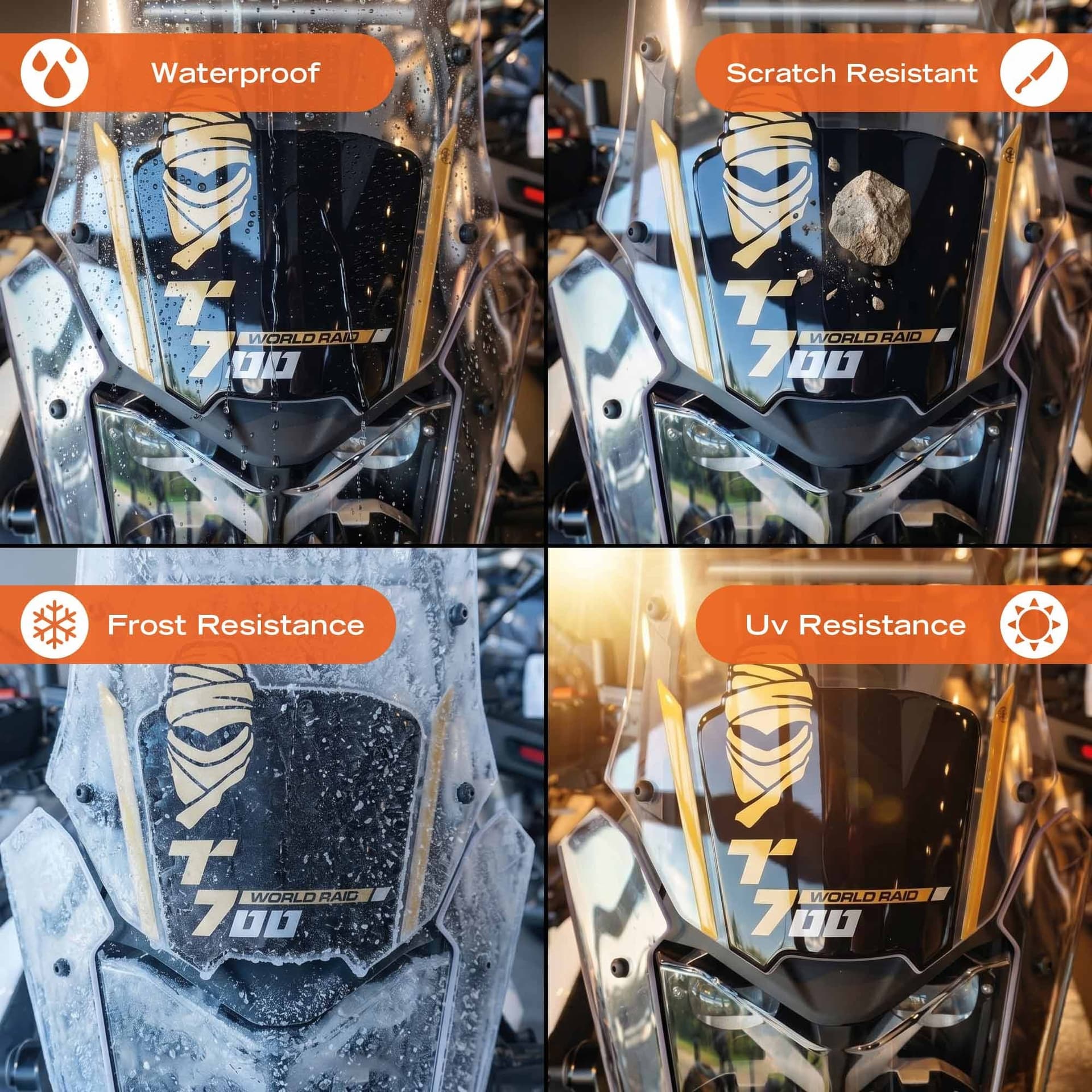 Adesivi 3D Cupolino moto compatibili con Yamaha Tenere 700 World Raid 2026 - 3