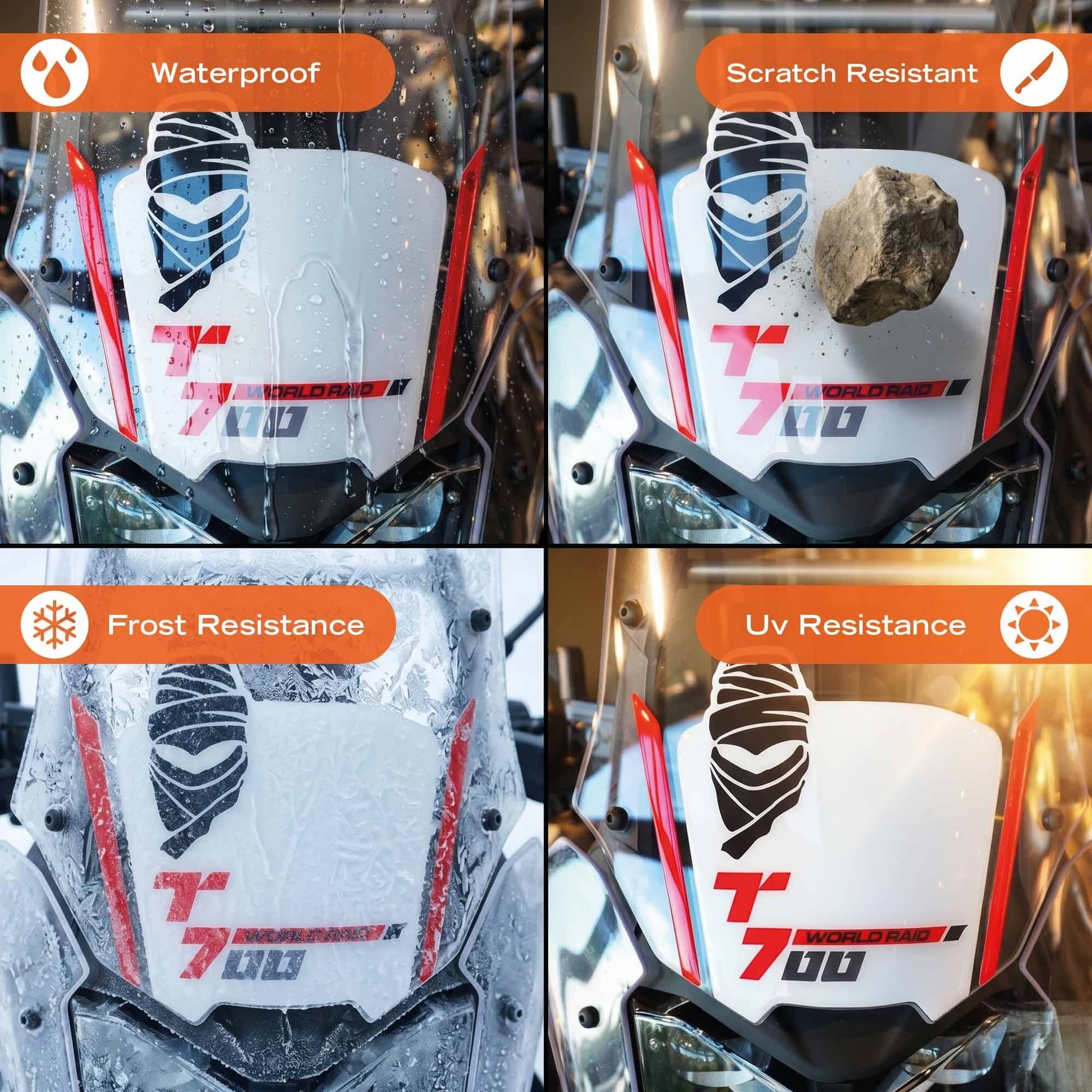 Adesivi 3D Cupolino moto compatibili con Yamaha Tenere 700 World Raid 2026 - 8
