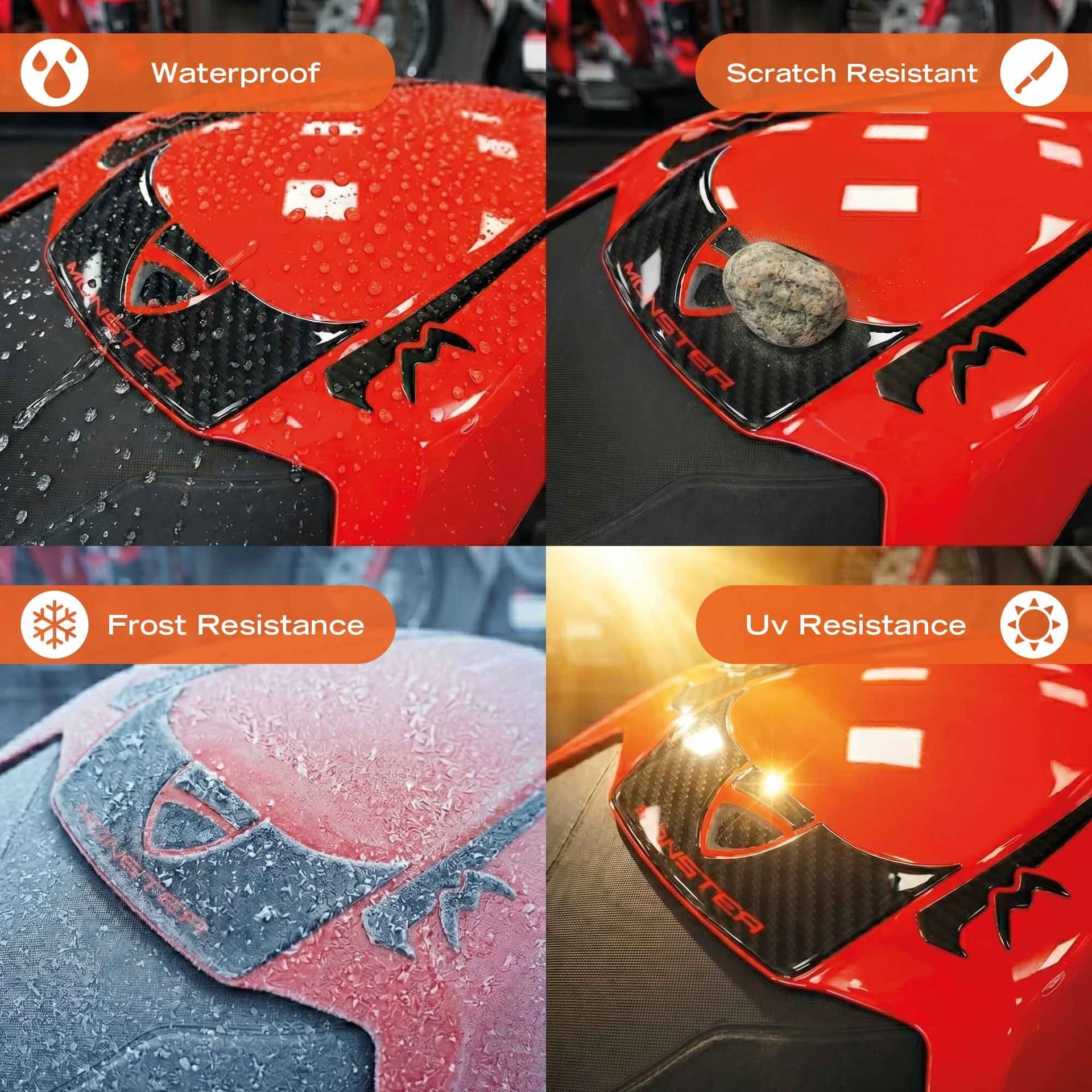 Adesivo 3D Protezione Codino moto compatibile con Ducati Monster V2 2026 - 4