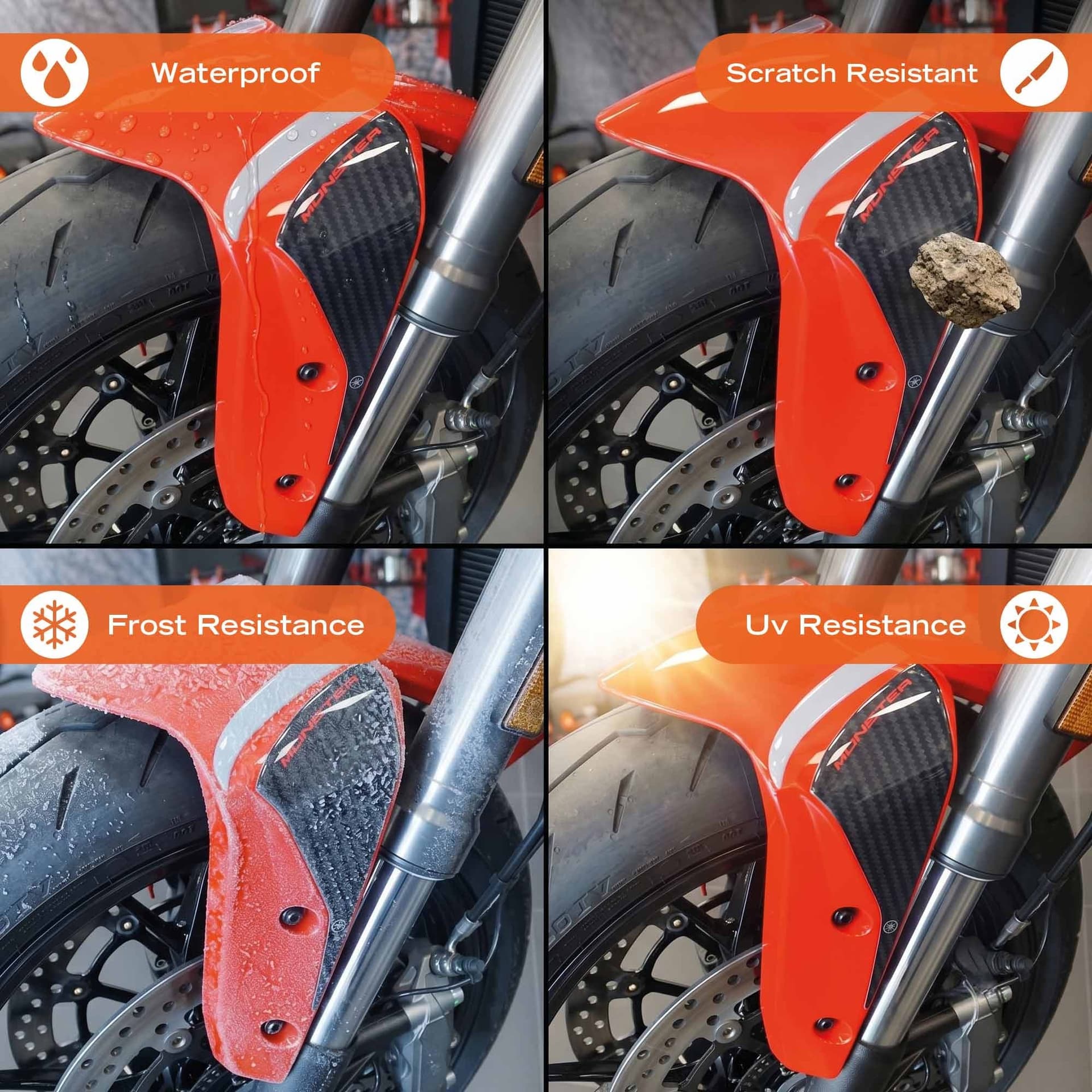 Adesivi 3D Protezioni Parasteli moto compatibili con Ducati Monster V2 2026 - 4