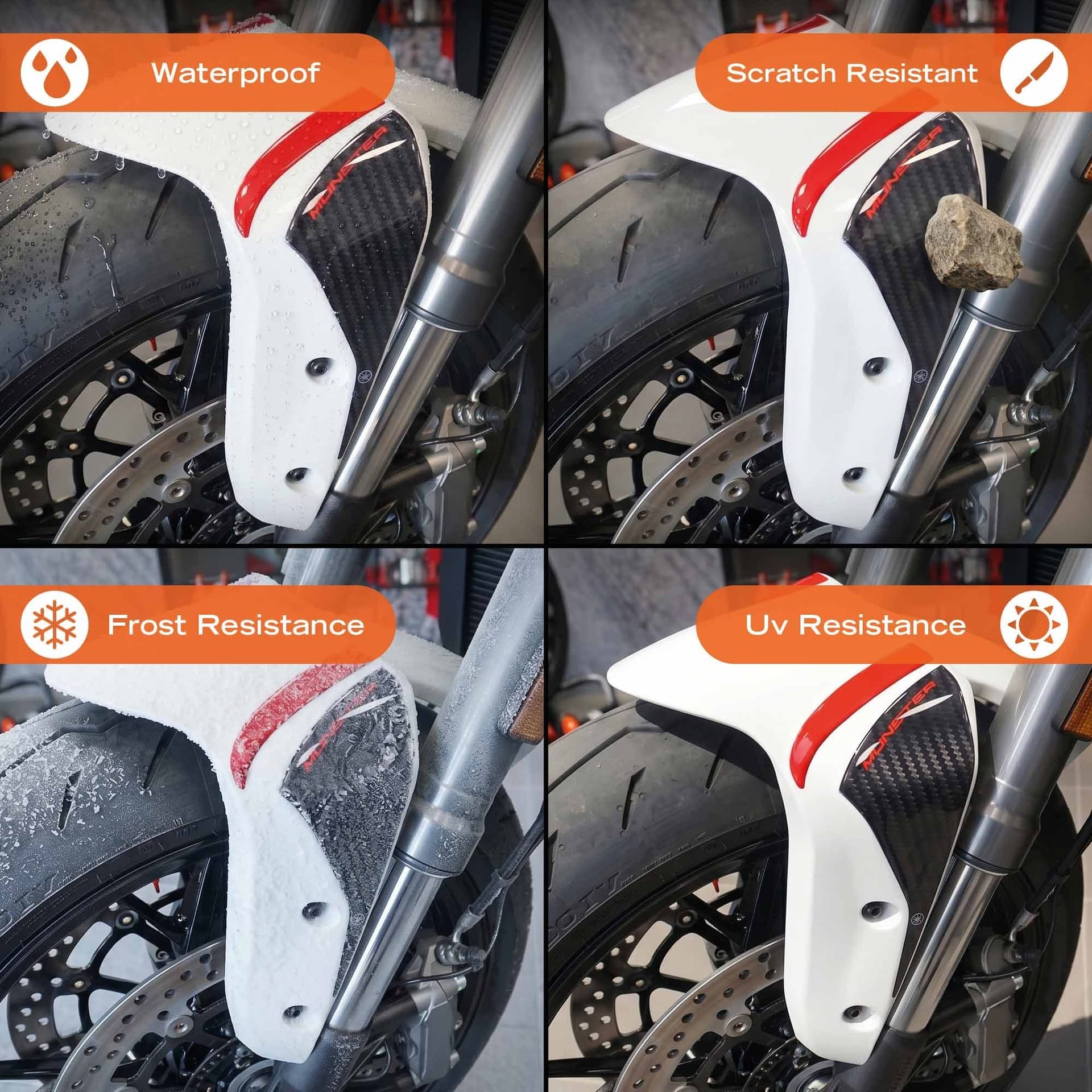 Adesivi 3D Protezioni Parasteli moto compatibili con Ducati Monster V2 2026 - 10