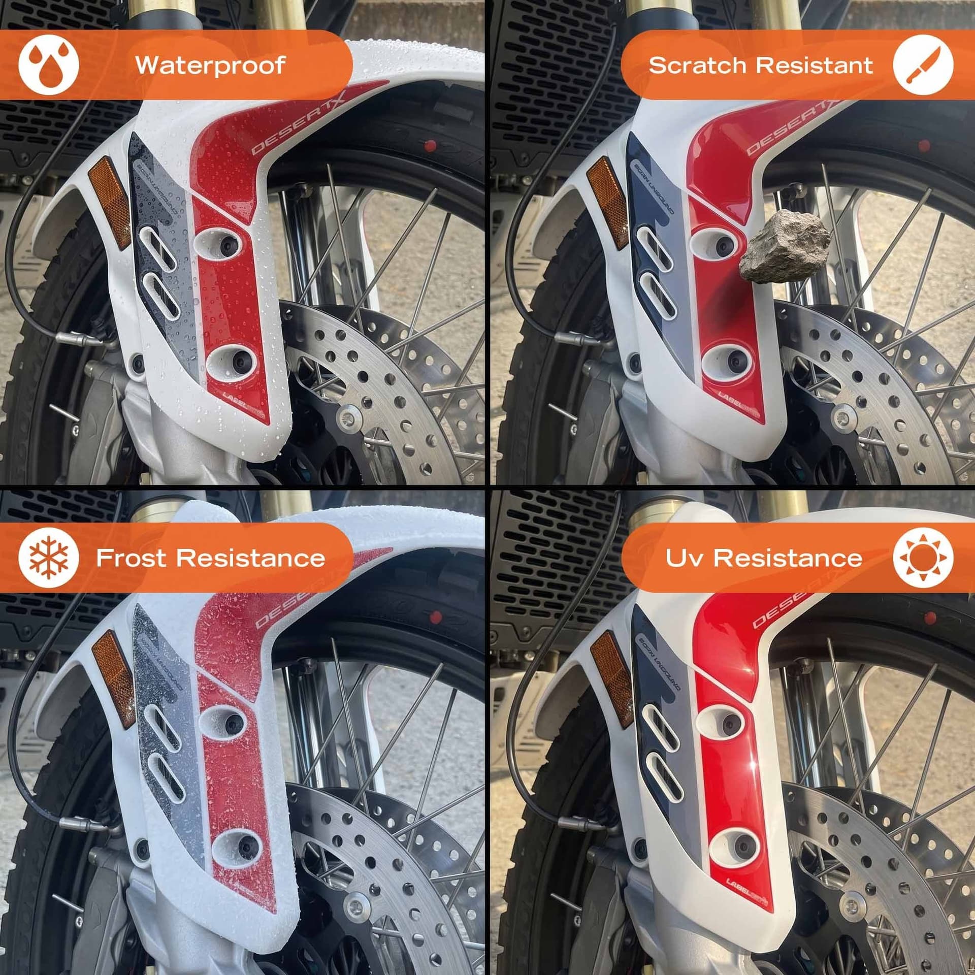 Adesivi 3D Protezioni Parasteli moto compatibili con Ducati DesertX 2026 - 4