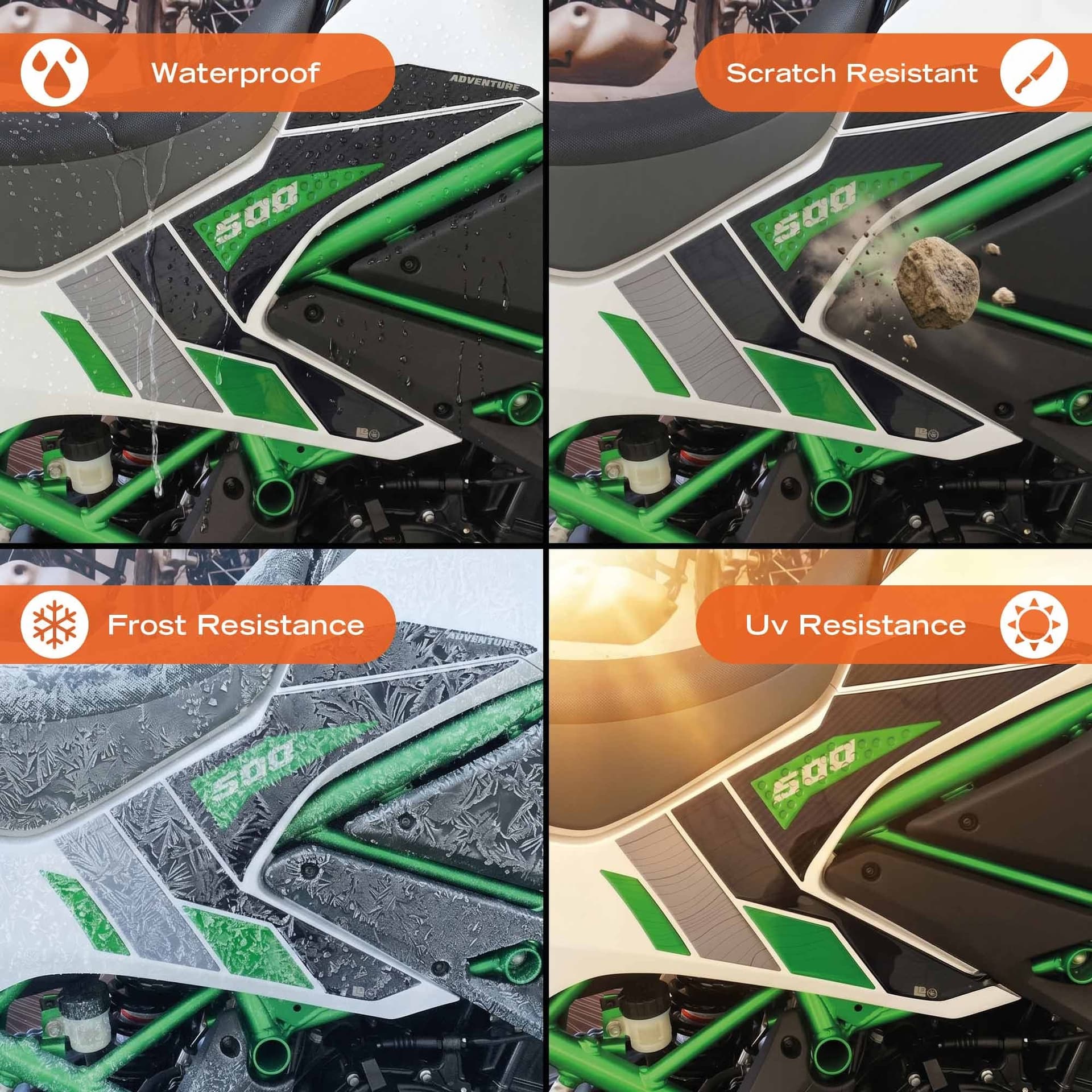 Adesivi Protezioni Laterali Serbatoio compatibili con Kawasaki KLE500 2026 - 12