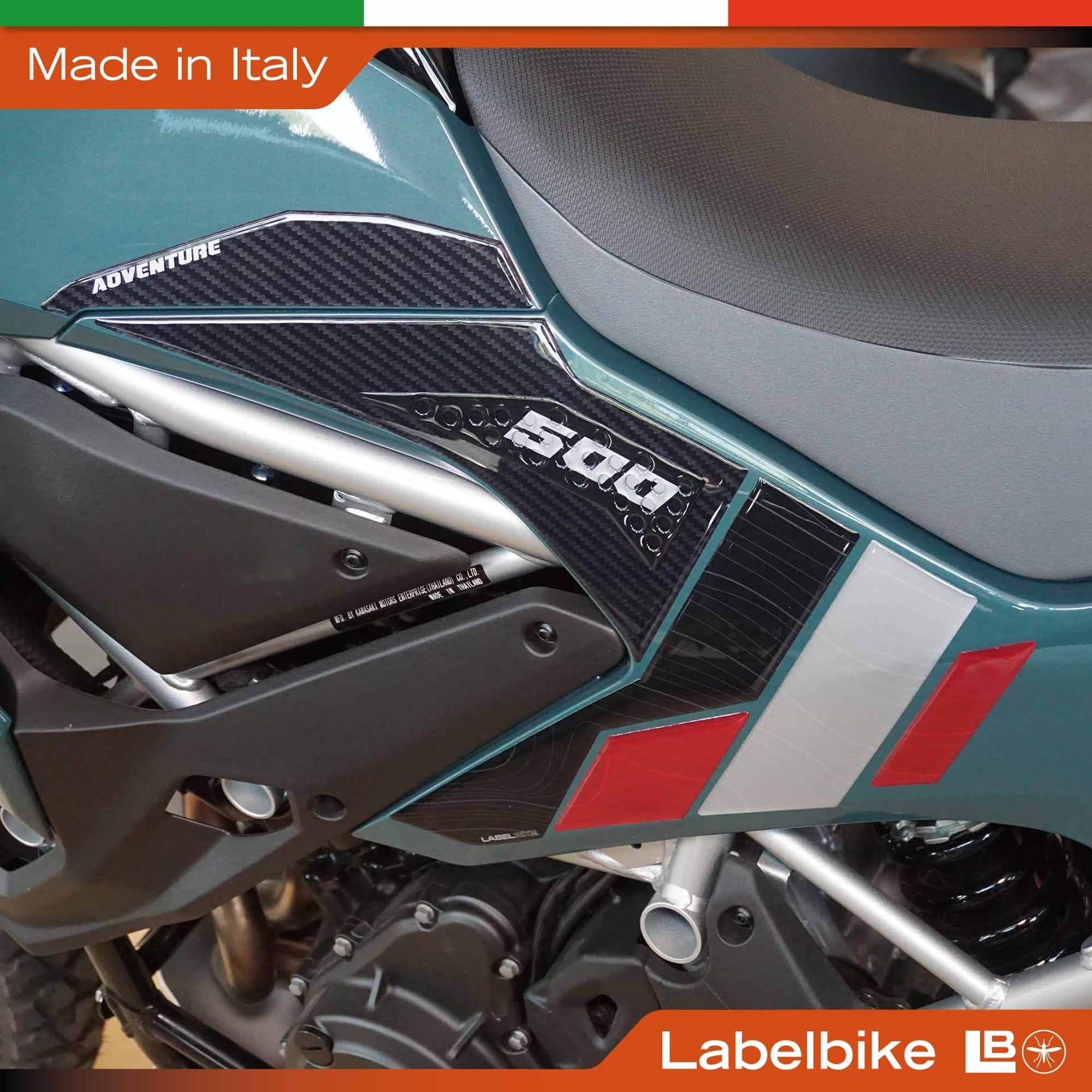 Adesivi Protezioni Laterali Serbatoio compatibili con Kawasaki KLE500 2026 - 3