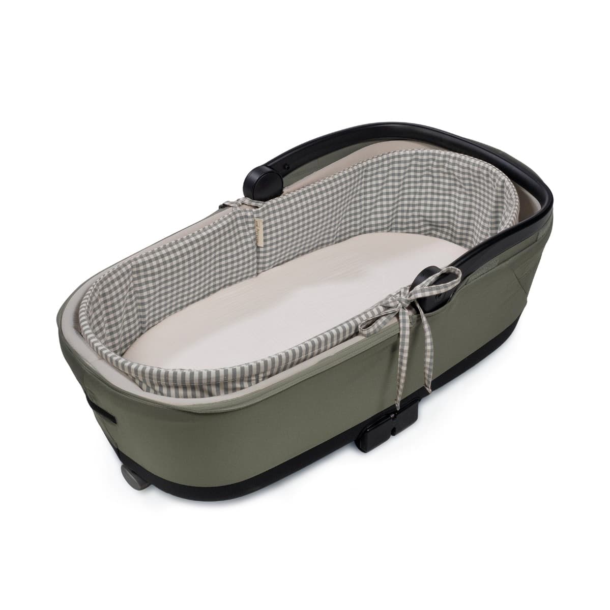 Copertura per navicella con aste + lenzuolo con angoli per navicella WM Praliné Vichy/Strisce Matcha - 5
