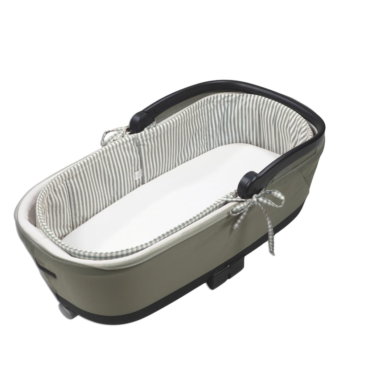 Copertura per navicella con aste + lenzuolo con angoli per navicella WM Praliné Vichy/Strisce Matcha - 6