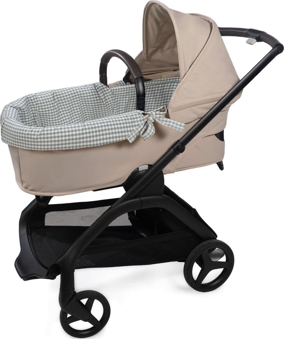 Copertura per navicella dual + lenzuolo con angoli per navicella WM Praliné Vichy/Strisce Matcha - 2