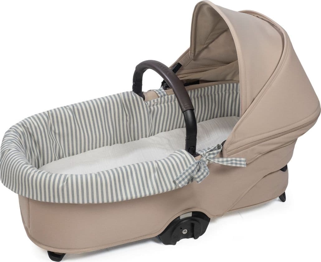Copertura per navicella dual + lenzuolo con angoli per navicella WM Praliné Vichy/Strisce Matcha - 4