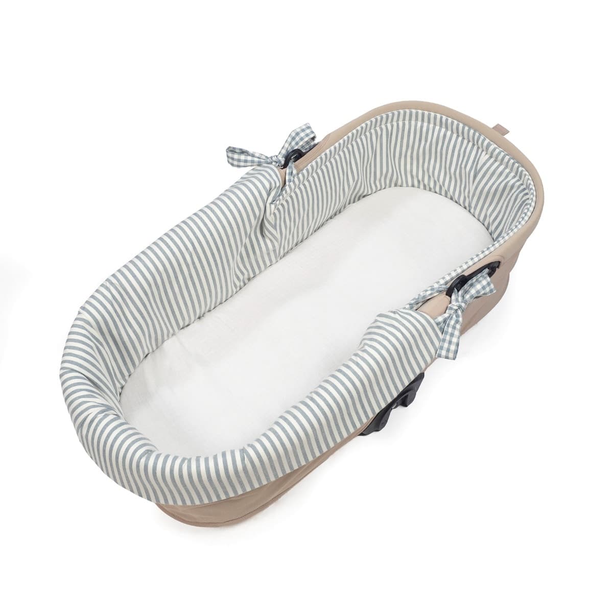 Copertura per navicella dual + lenzuolo con angoli per navicella WM Praliné Vichy/Strisce Matcha - 6