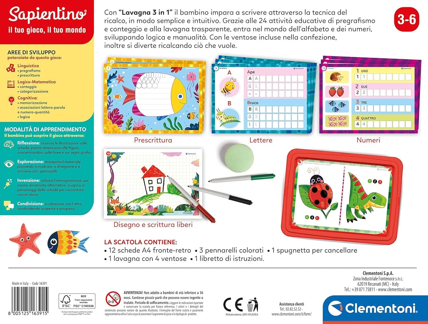 Clementoni - Sapientino Lavagna 3 in 1 - 16391 - 5