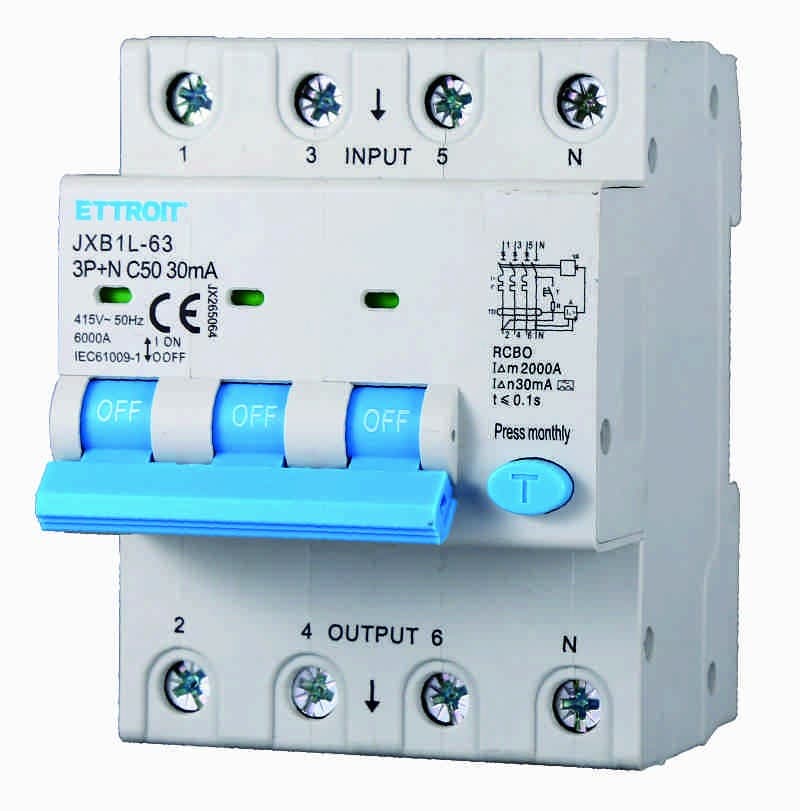 Magn. diff. 3P+N 50A 30mA 380V-6KA CL.A