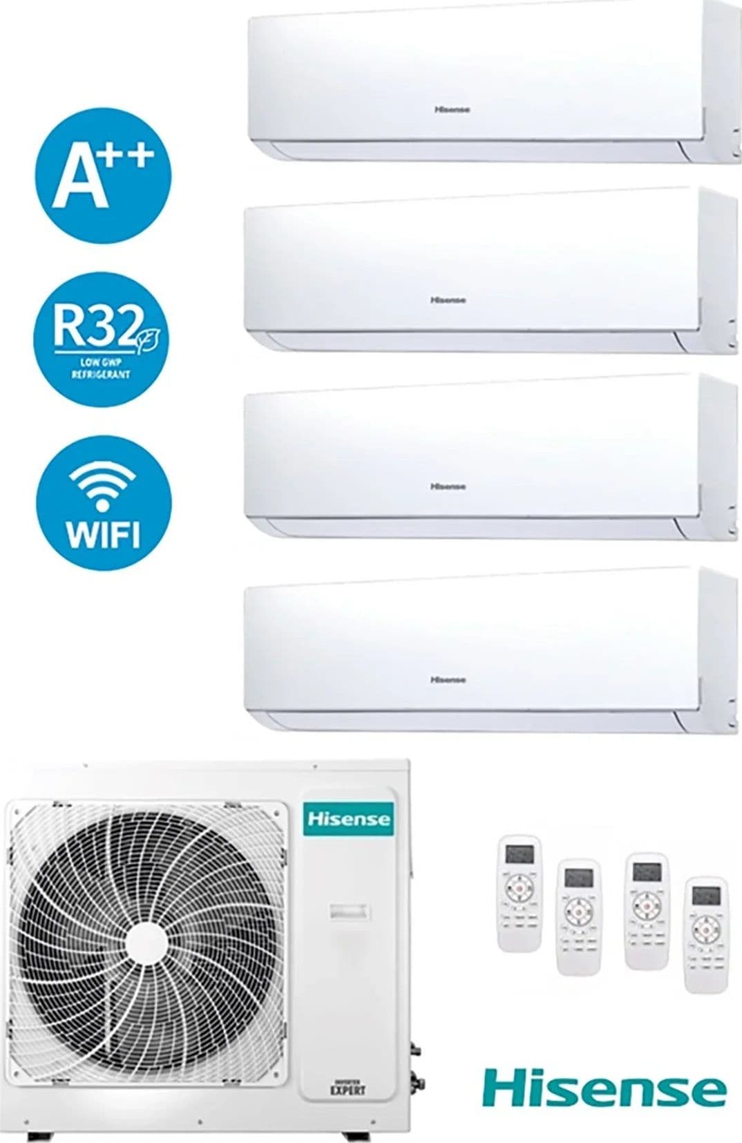 Climatizzatore Hisense Quadri Split Inverter 4AMW81U4RAA 8,1 kW R-32 Wi-Fi 9+9+9+12, Classe A++