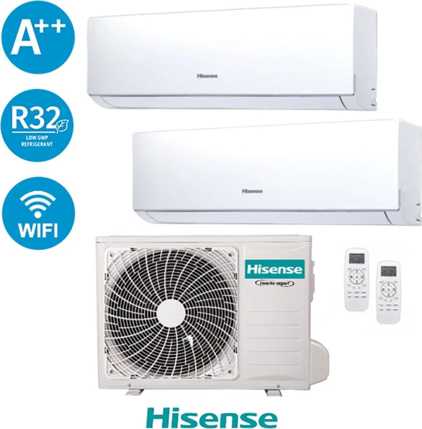 Hisense Climatizzatore Dual 12000BTU+12000BTU Pompa Calore A++/A+ WiFi Hi-Comfort Split Inverter 2AMW42U4RGC - 2