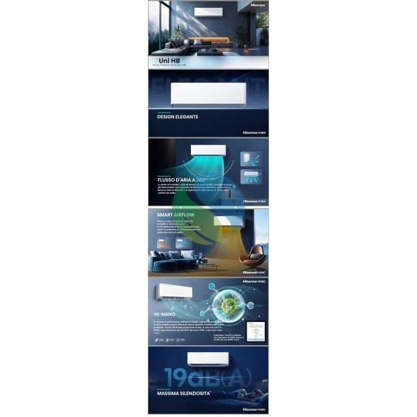 Hisense Trial Split 12+12+12 Btu 3AMW72U4RJC HB35XU0AG HB35XU0AG HB35XU0AG Condizionatore UNI HB Bianco WiFi R-32 - 3