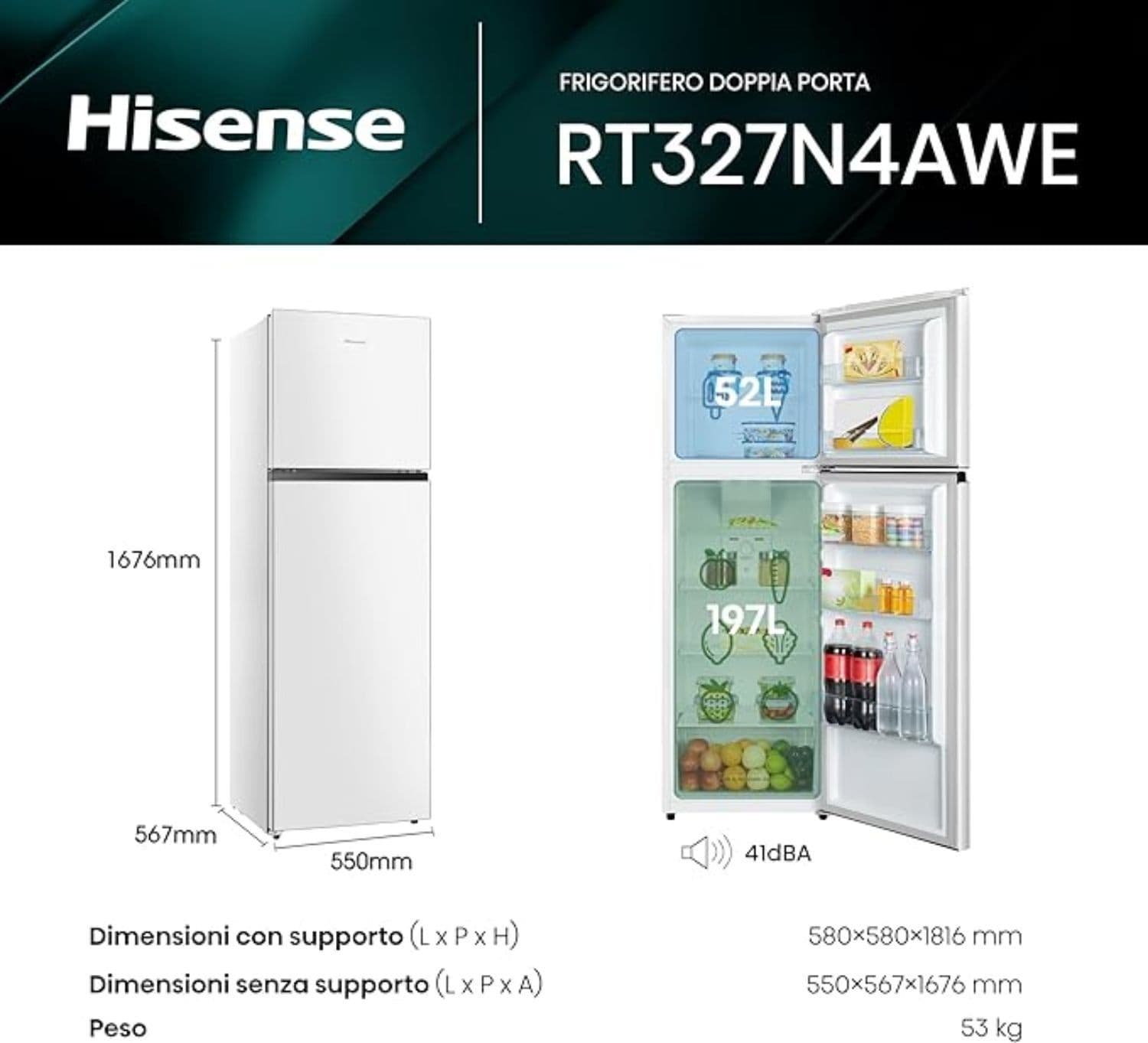 Hisense Frigorifero 249LT RT327N4AWE WHITE - 2