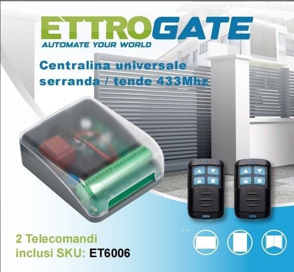 ETTROIT Controller ricevitore universale 433 Mhz DC 12-24 V DC 2CH relè Porta garage Apricancello Trasmettitore RF 433 Mhz