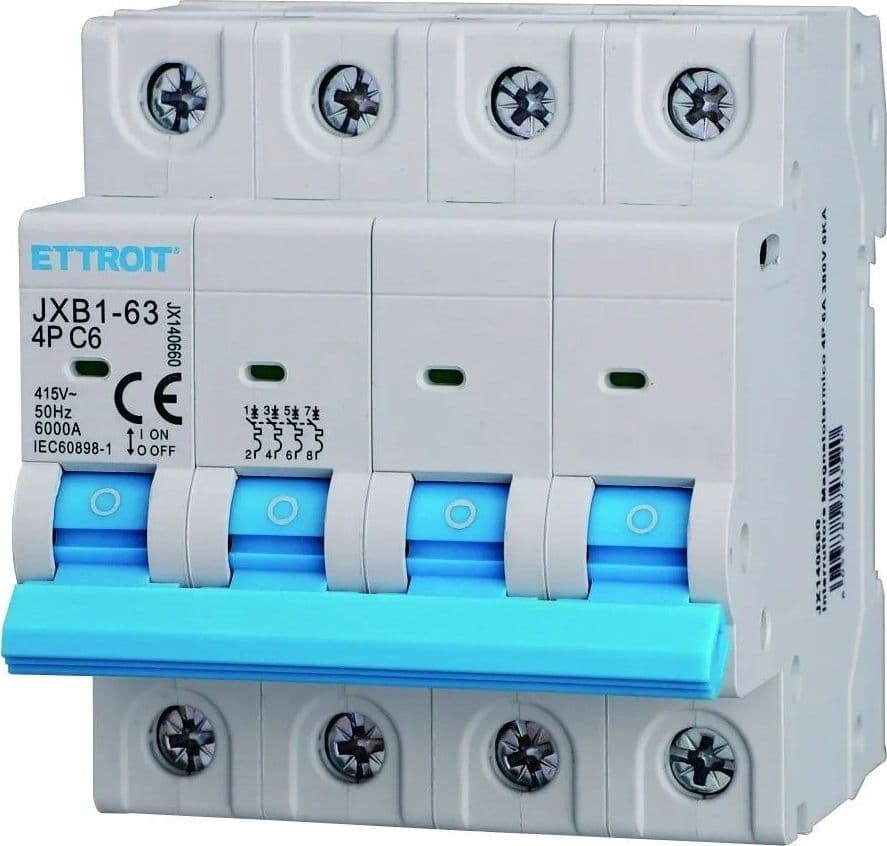 Interruttore Magnetotermico 4P 6A 380V 6KA