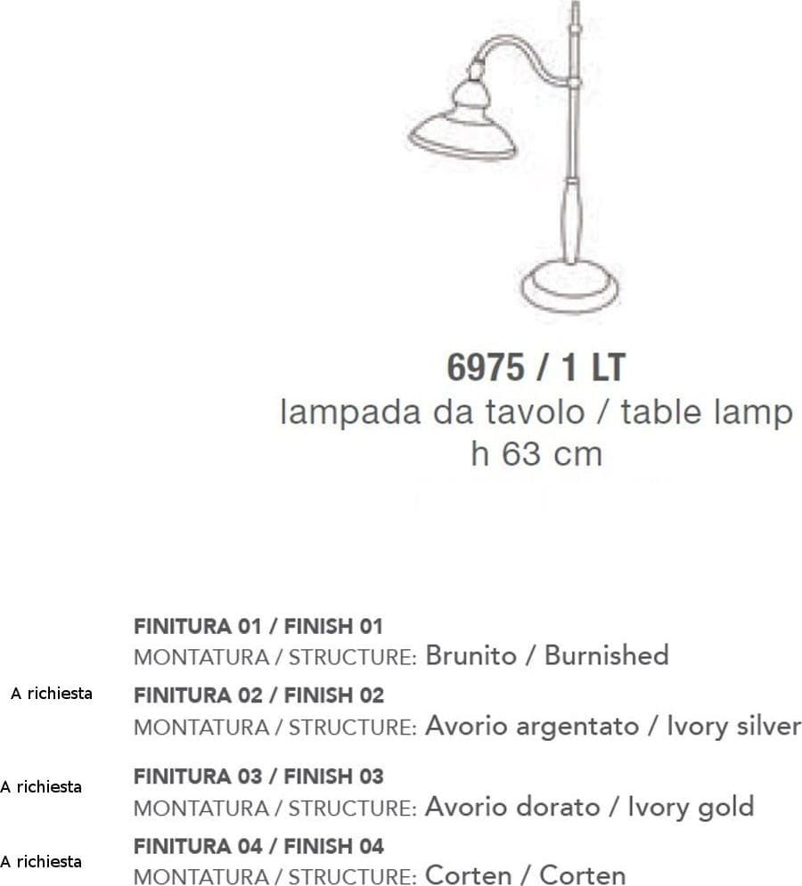 Abat-jour classica LAM 6975 1 LT E27 LED metallo lampada tavolo - 3