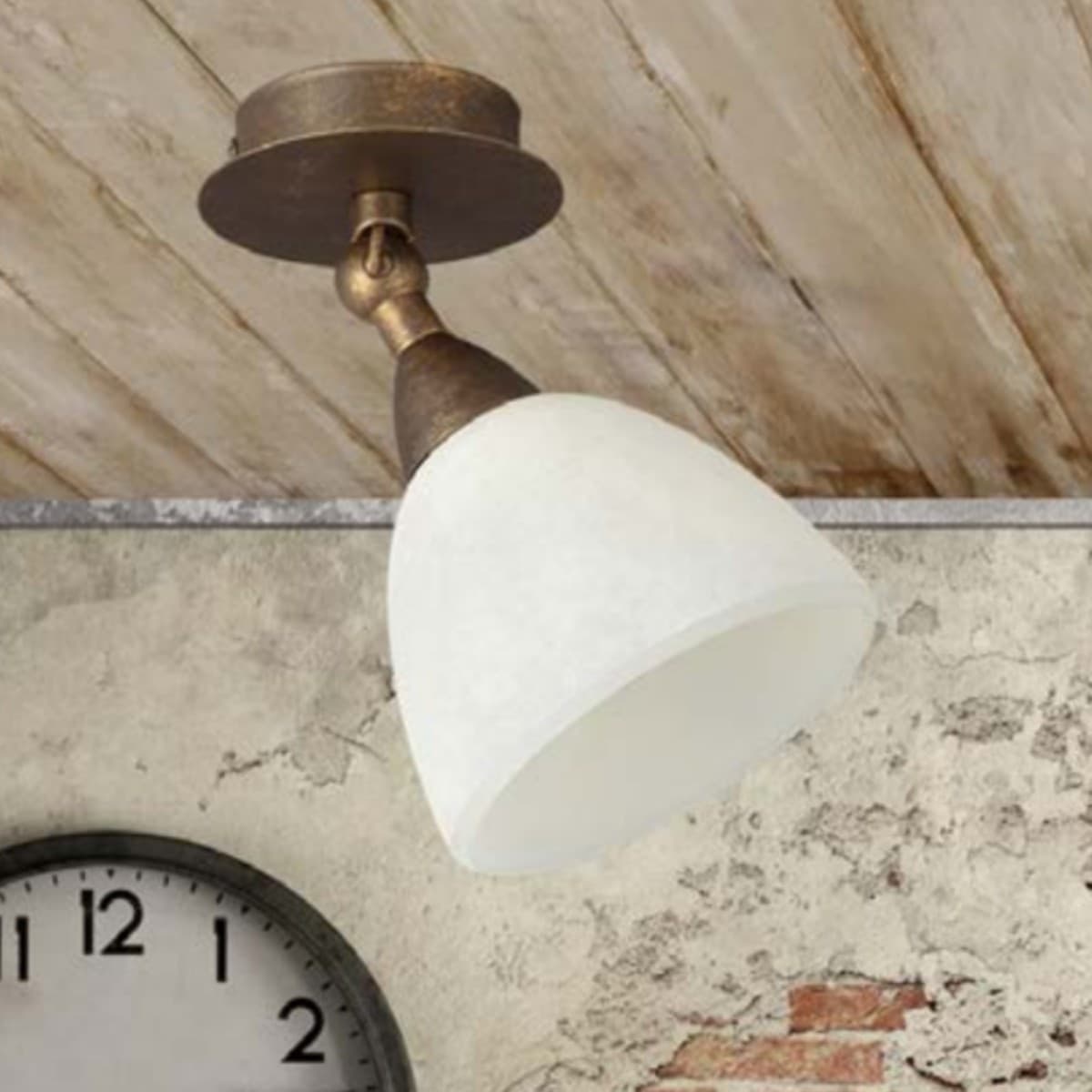 Applique classico LAM 4282 1A E14 LED metallo vetro lampada parete soffitto - 3