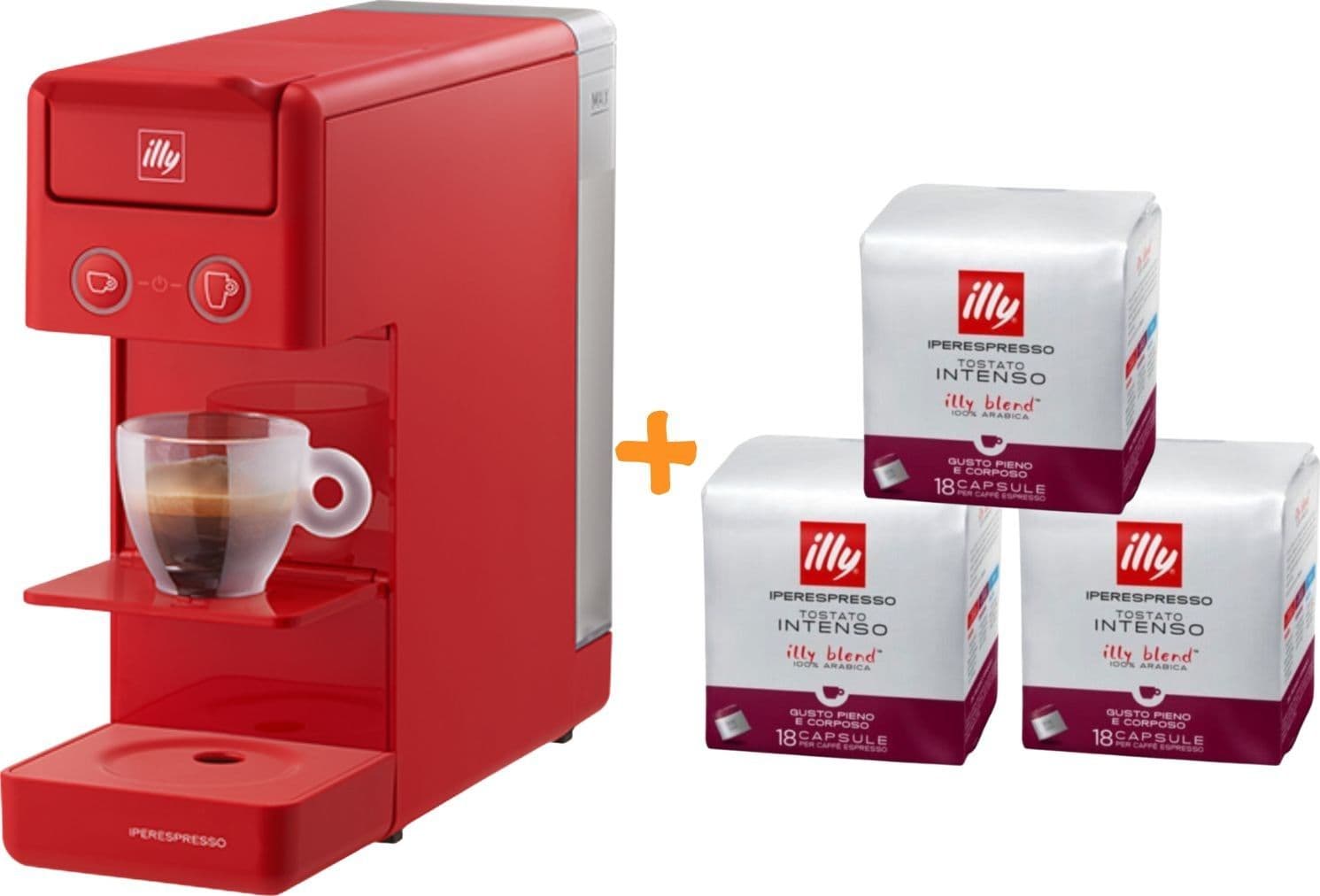 illy Caffe' Macchina da Caffe' a Capsule Iperespresso Y3.3 Rosso + 54 Capsule INTENSO