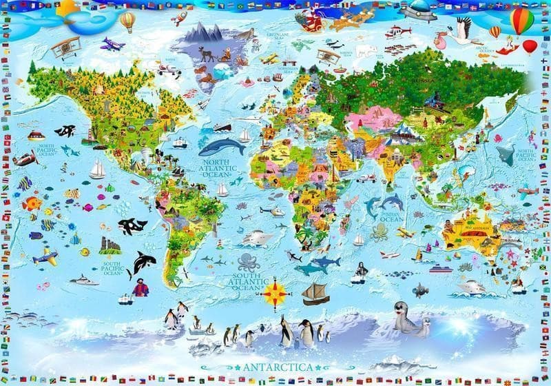 Fotomurale  World Map for Kids - 6