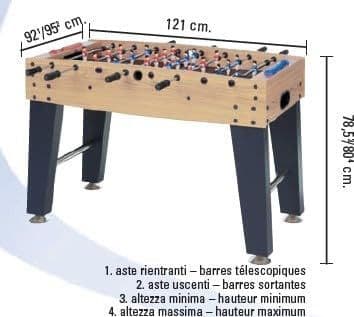 Garlando - Calcio Balilla F-3 Acero con Aste Rientranti F3ACRLNO - 2