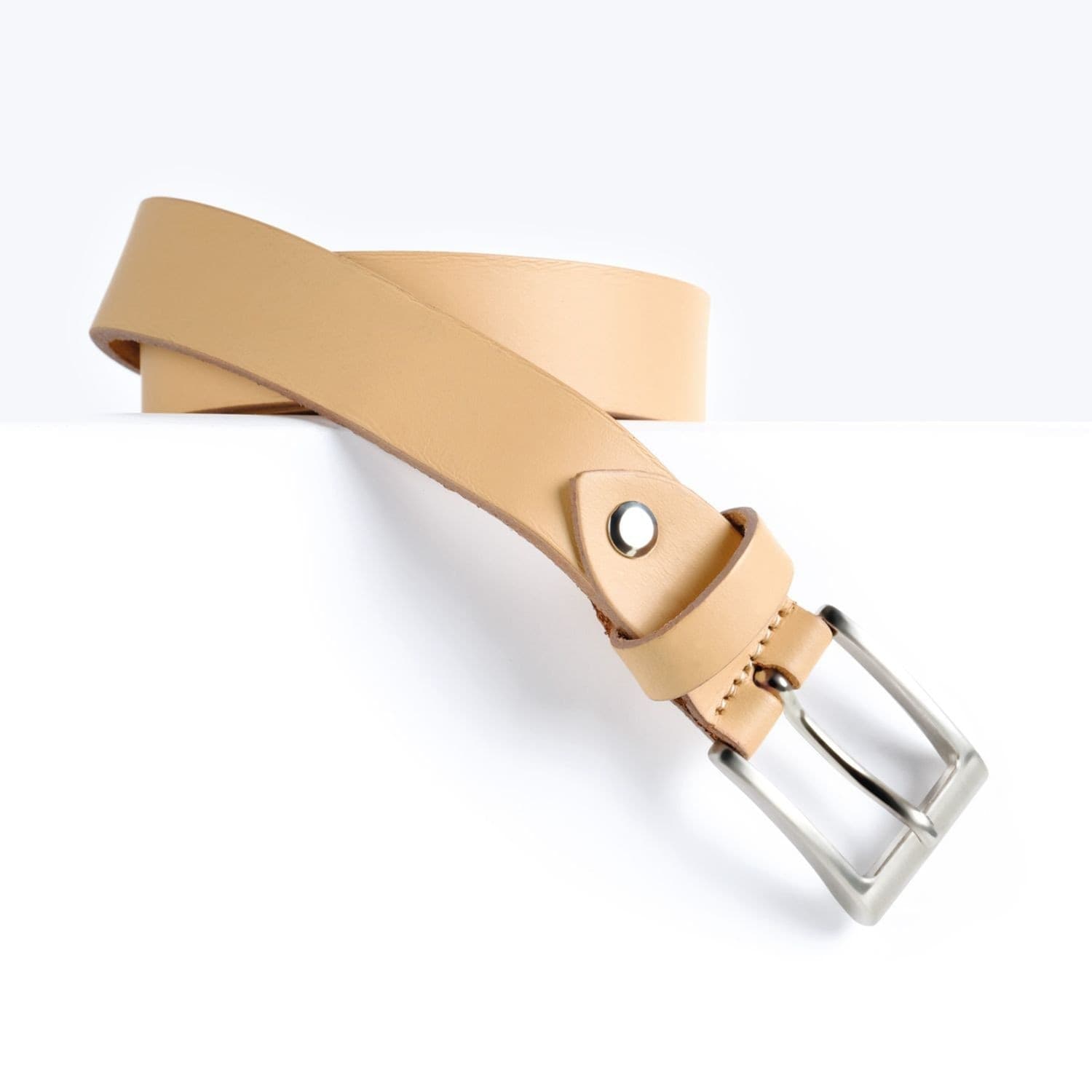 Cintura Made in Italy in Vero Cuoio Mod.Roma - Beige - Spessore 2,5cm - 1