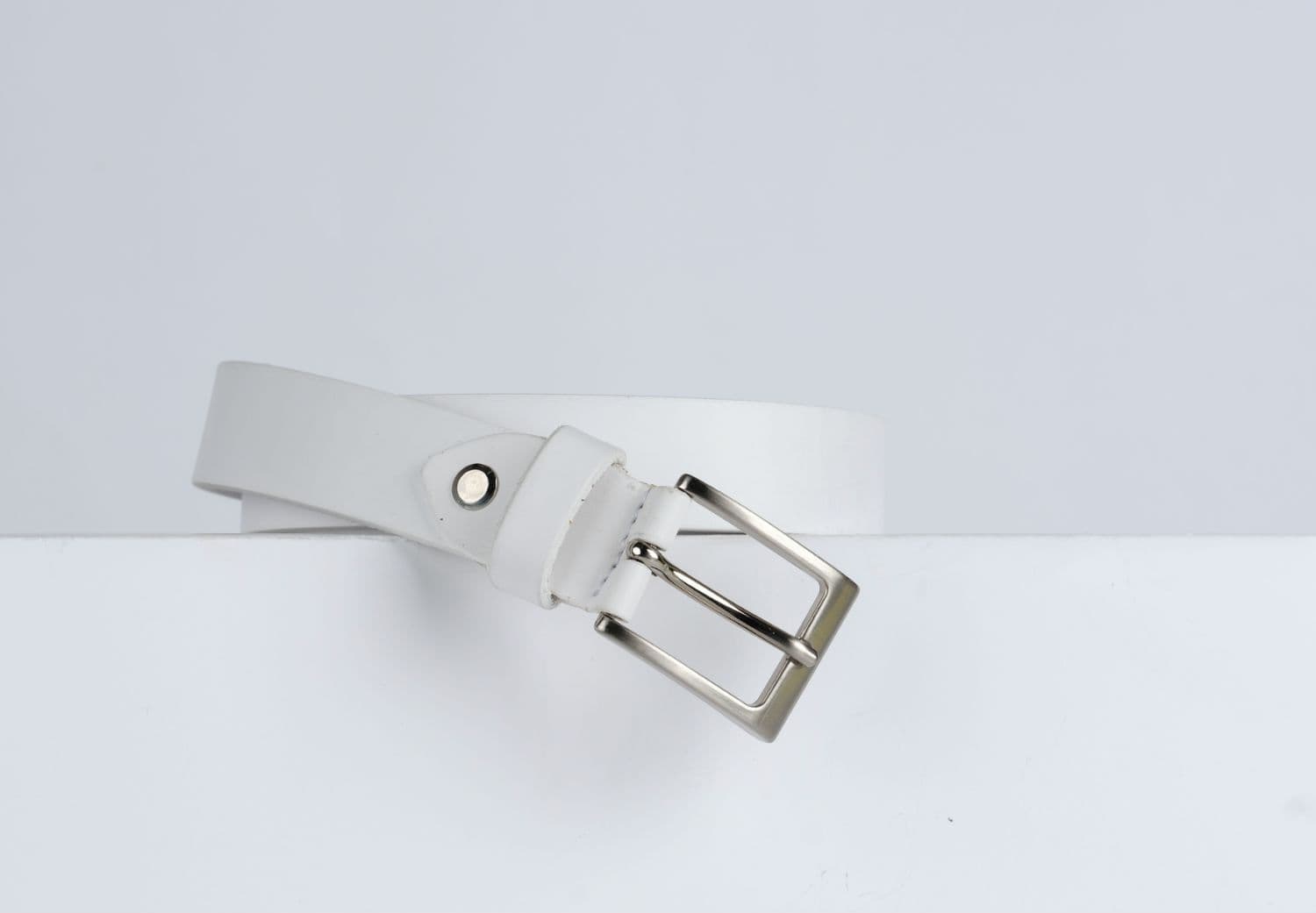 Cintura Made in Italy in Vera Pelle Mod.Roma - Bianco puro - Spessore 2,5cm - 2