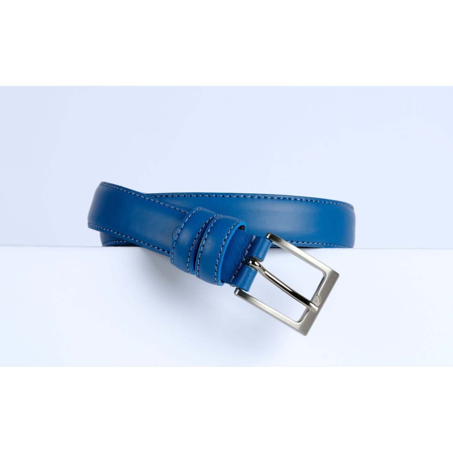 Cintura Made in Italy in Vera Pelle Mod.Roma - Blu Acciaio - Spessore 2,5cm