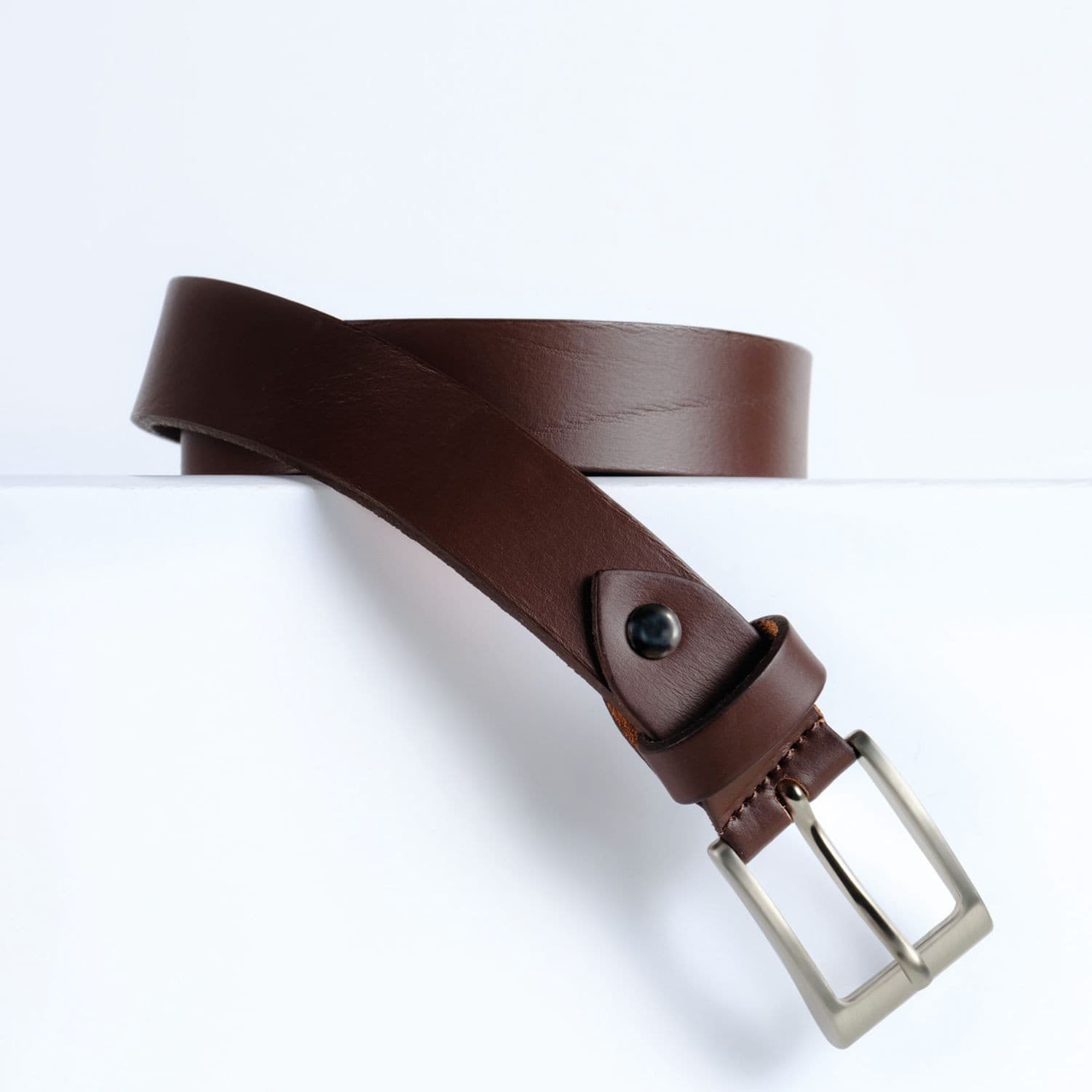 Cintura Made in Italy in Vera Pelle Mod.Roma - Marrone Mogano - Spessore 2,5cm - 3