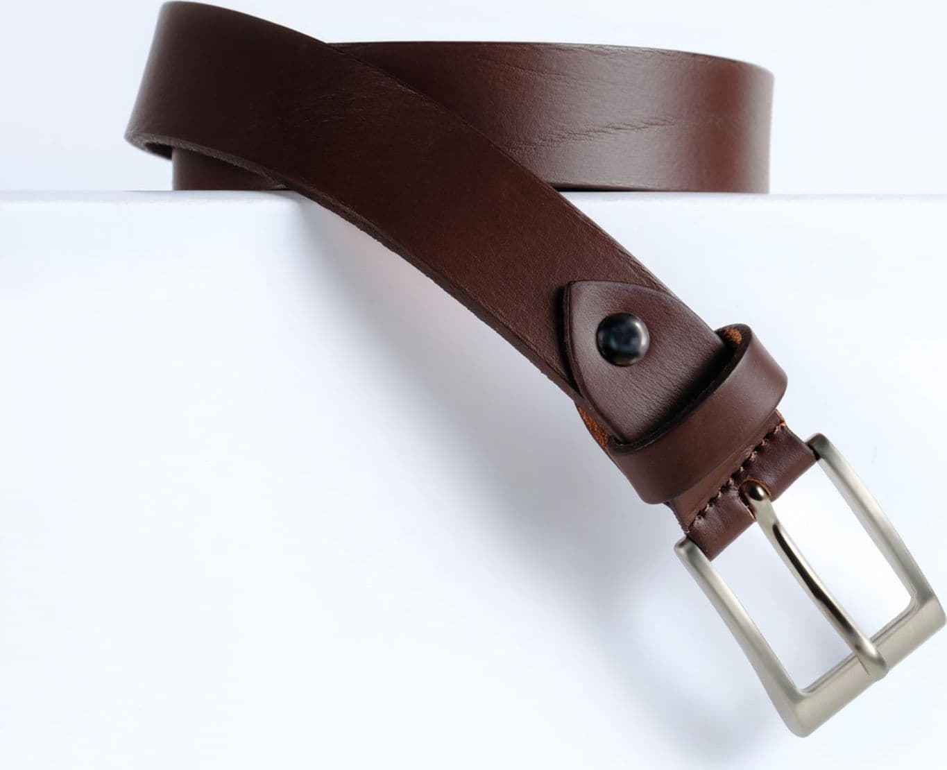 Cintura Made in Italy in Vera Pelle Mod.Roma - Marrone Mogano - Spessore 2,5cm - 2