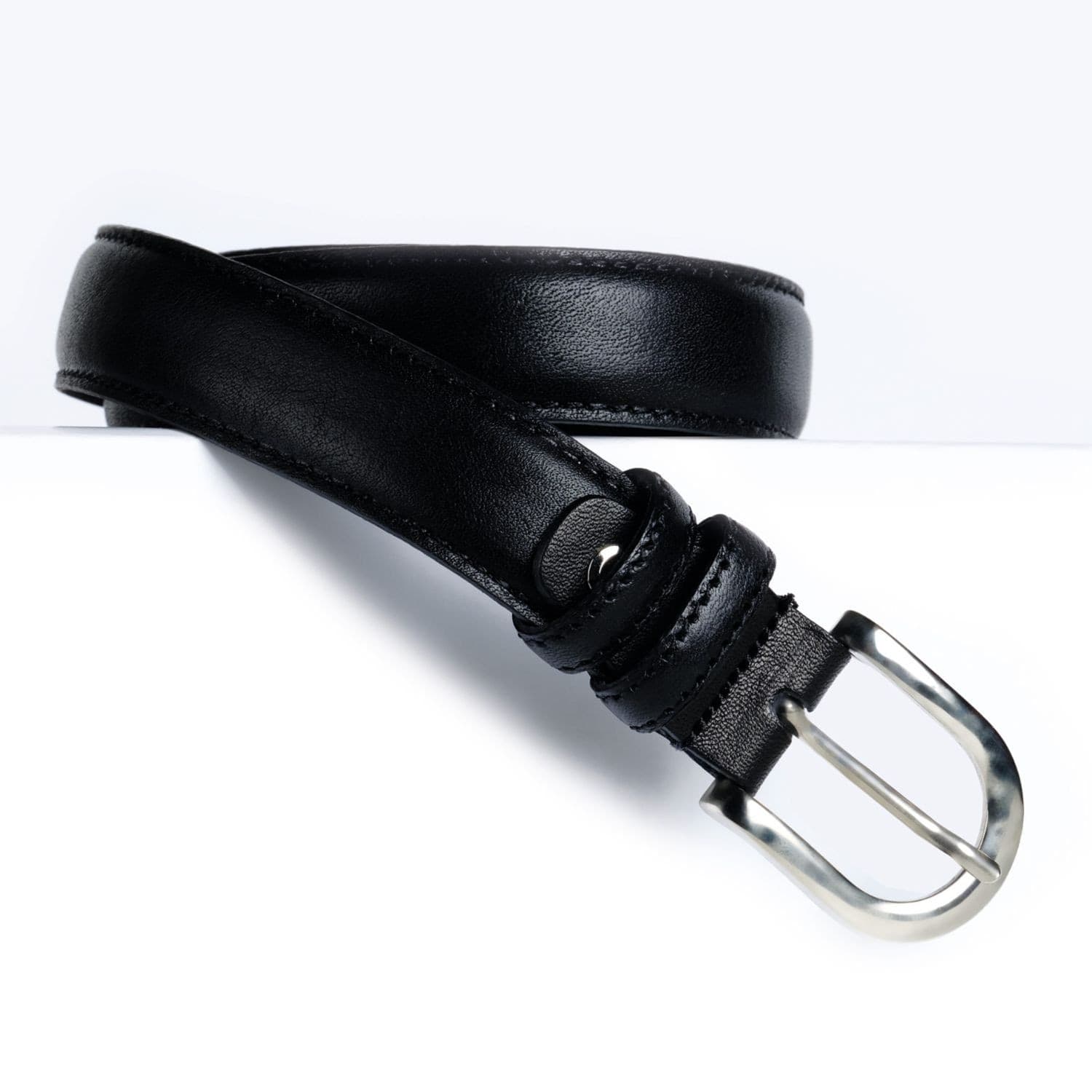 Cintura Made in Italy in Vera Pelle Mod.Roma - Nero Intenso - Spessore 2,5cm - 1
