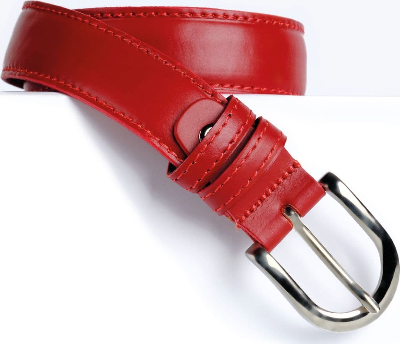 Cintura Made in Italy in Vera Pelle Mod.Roma - Rosso Marrone - Spessore 2,5cm - 3