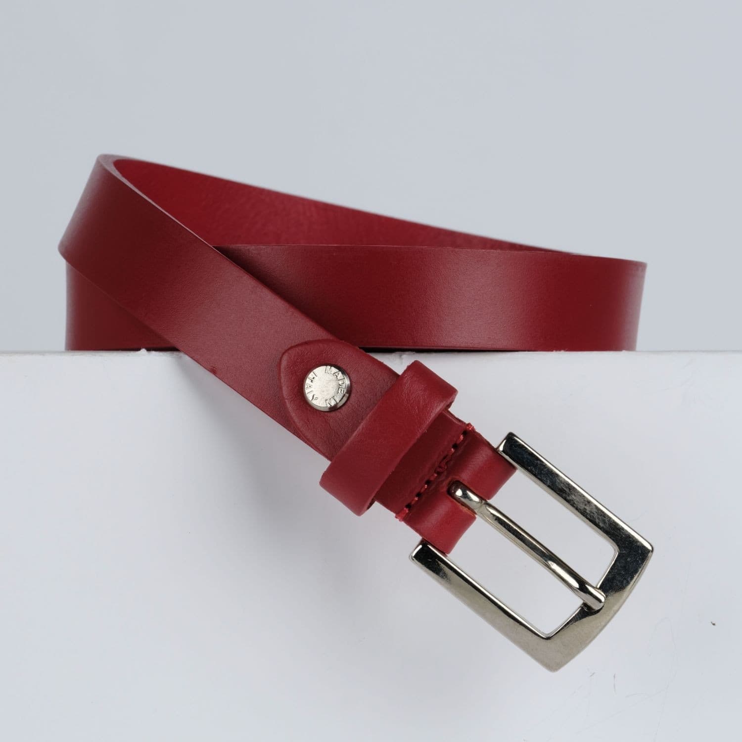 Cintura Made in Italy in Vera Pelle Mod.Roma - Rosso Marrone - Spessore 2,5cm - 3