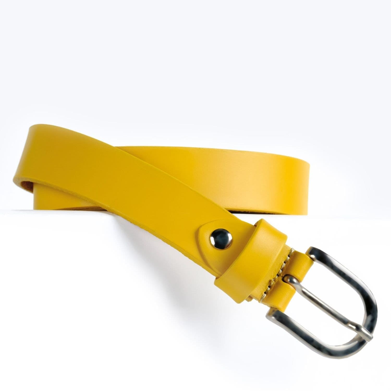 Cintura Made in Italy in Vero Cuoio Mod.Roma - Giallo Narciso - Spessore 2,5cm