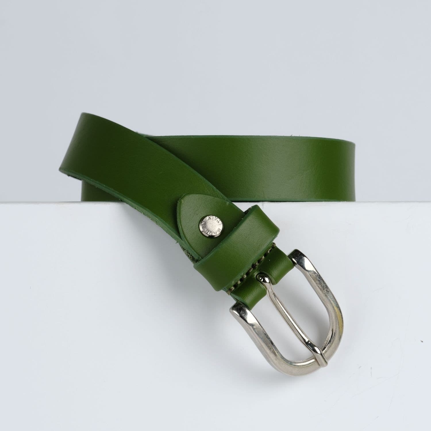 Cintura Made in Italy in Vero Cuoio Mod.Roma - Verde Foglia - Spessore 2,5cm - 1