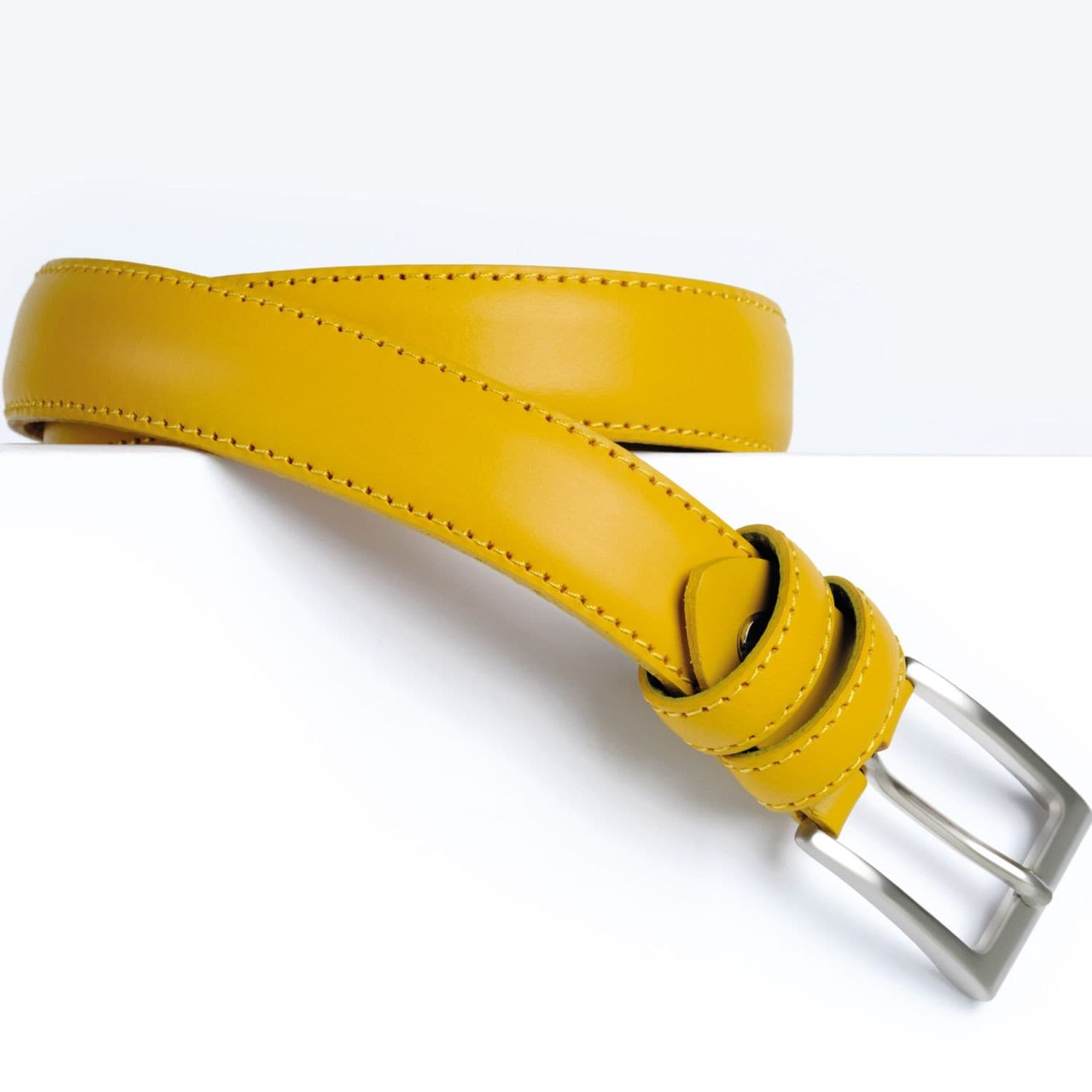 Cintura Made in Italy in Vera Pelle Mod.Roma - Giallo Narciso - Spessore 2,5cm - 3
